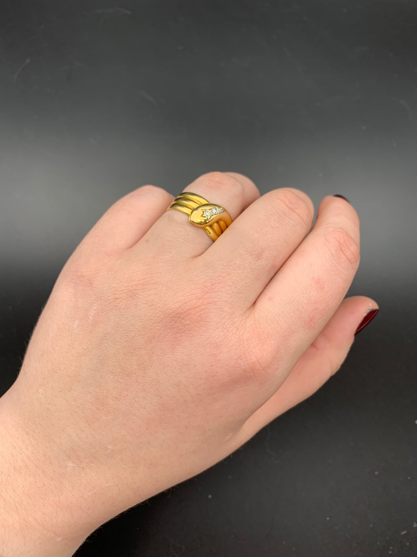 Sold Antique 18K & Diamond Snake Ring