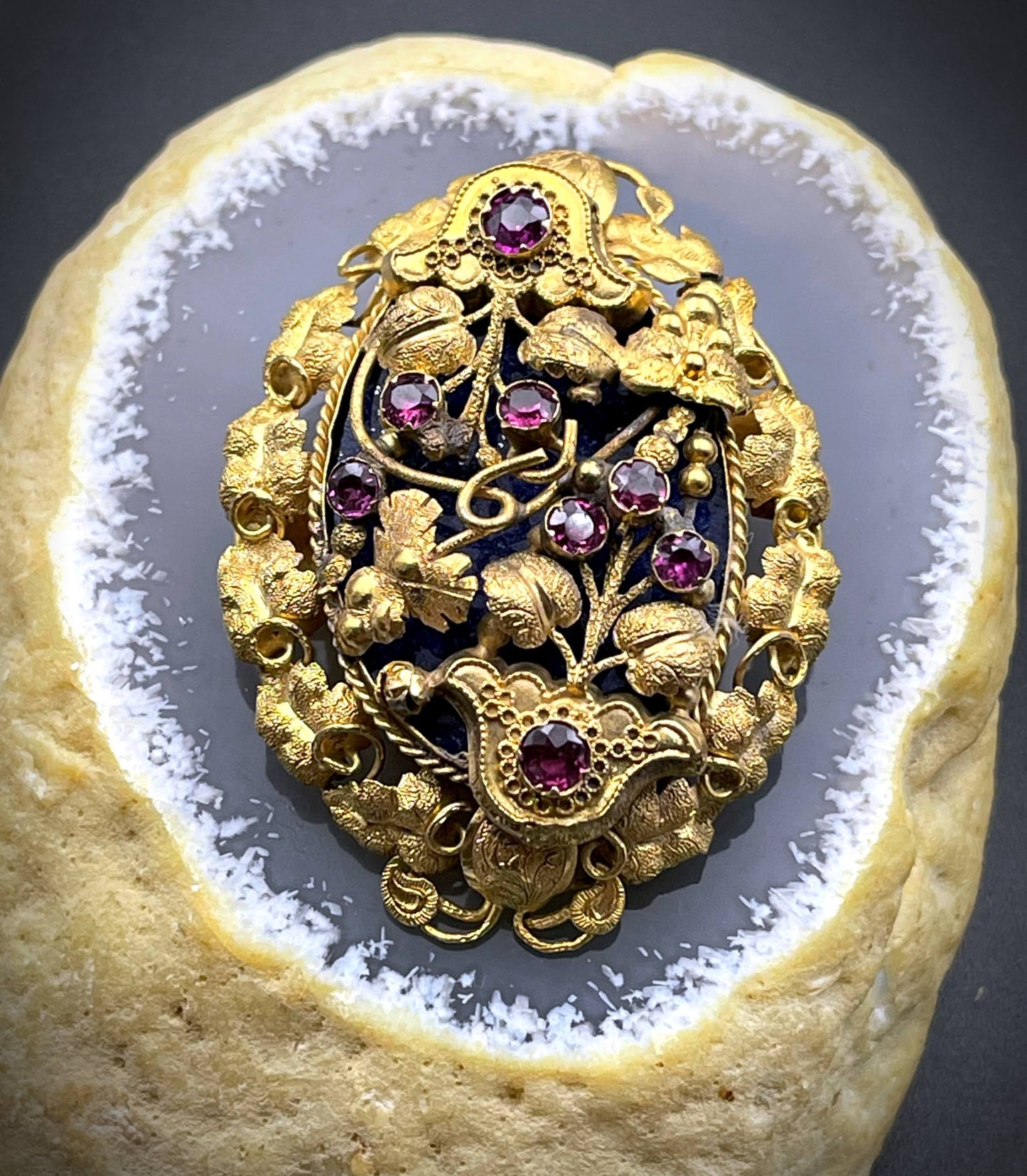 Antique Georgian 14K, Amethyst & Lapis Brooch/Pendant K