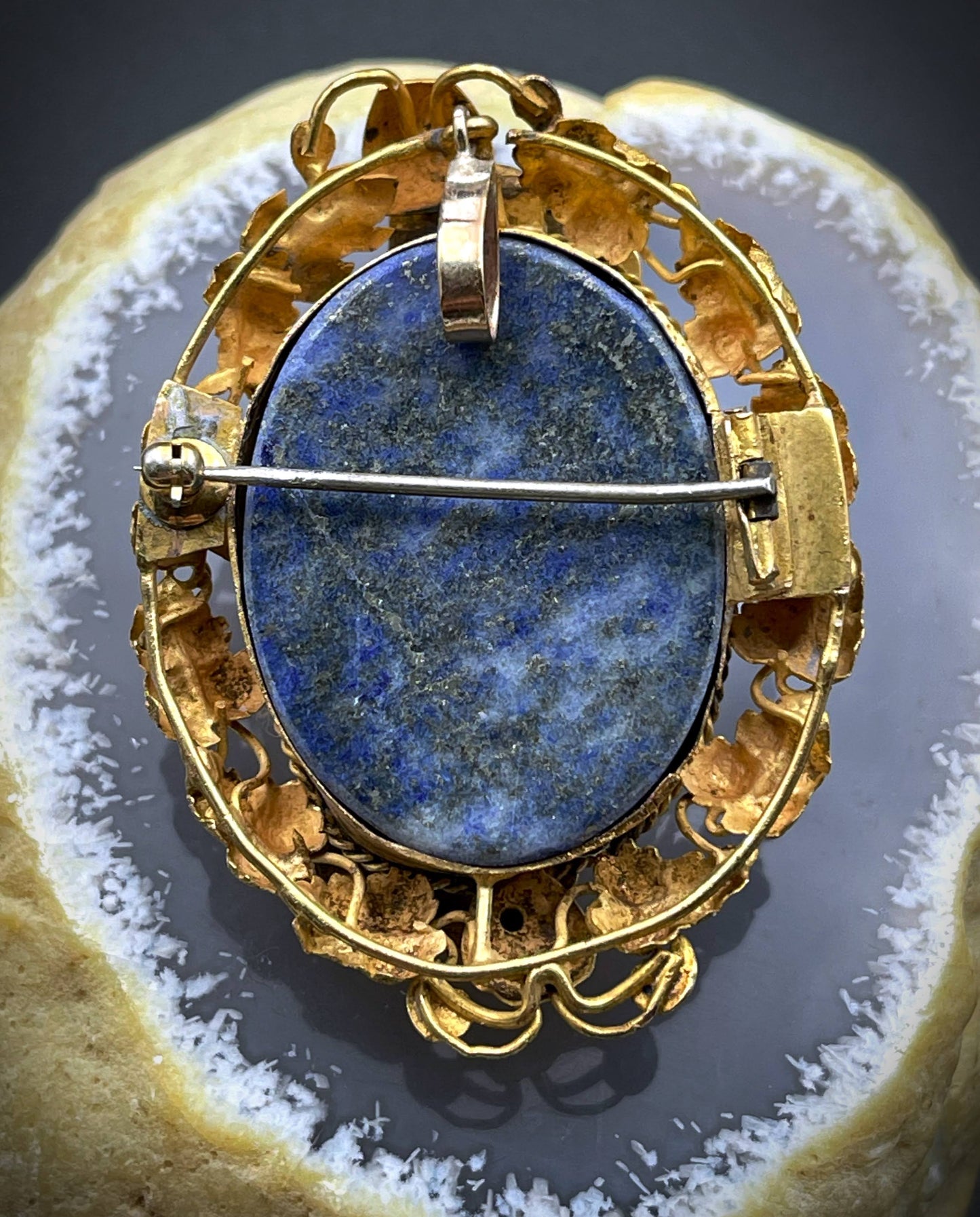 Antique Georgian 14K, Amethyst & Lapis Brooch/Pendant K