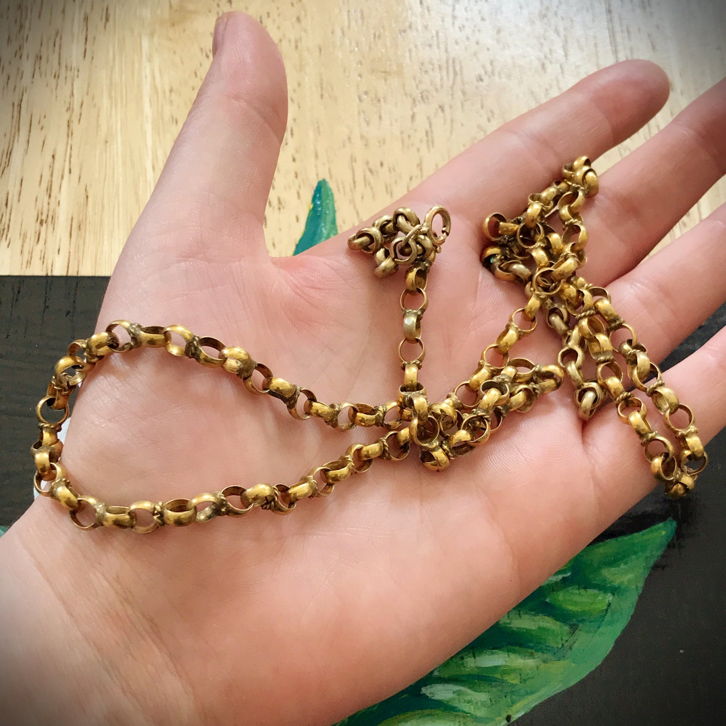 SOLD Pinchbeck Gold Filled Large 31" Rolo Chain