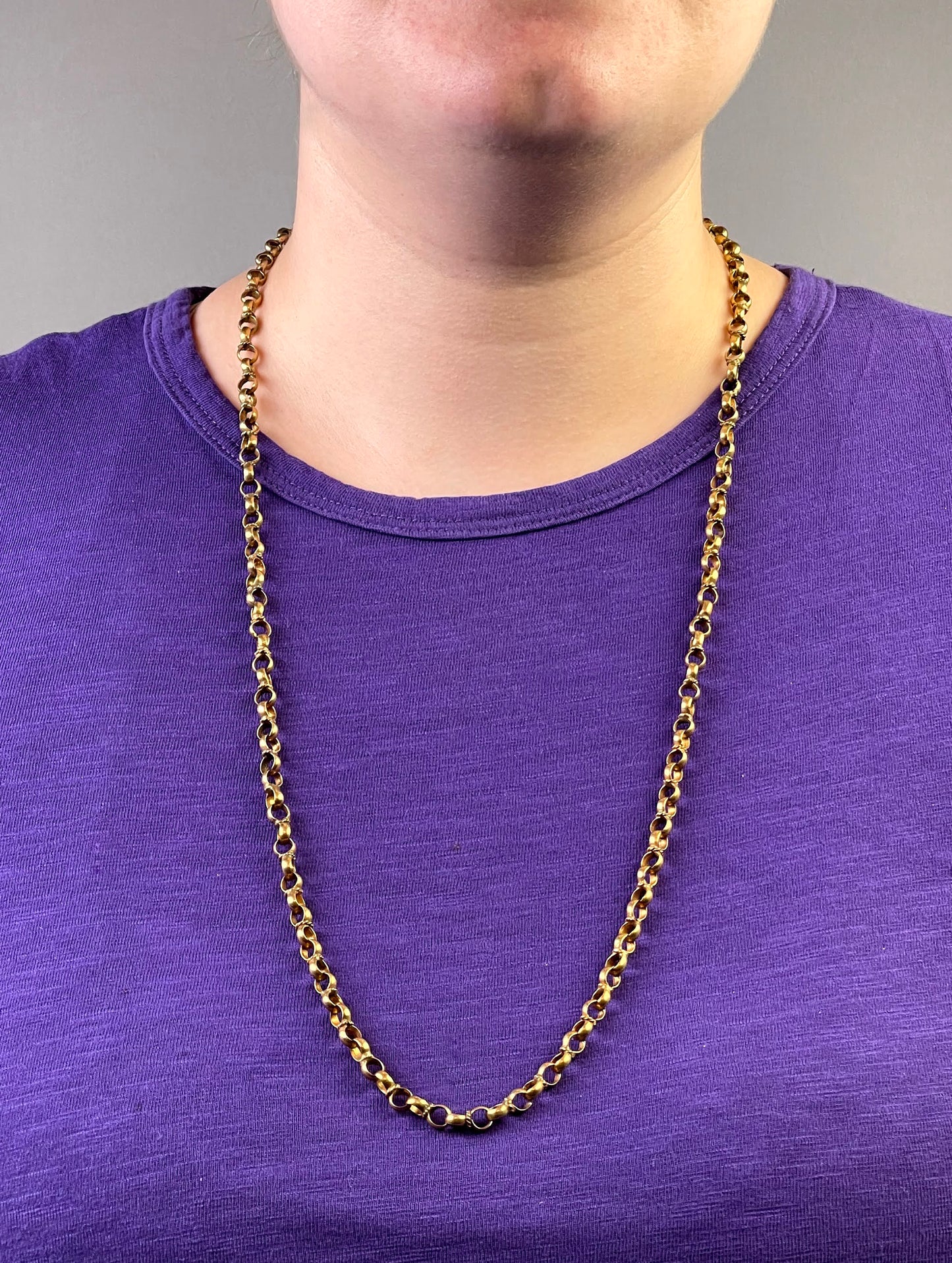 SOLD Pinchbeck Gold Filled Large 31" Rolo Chain