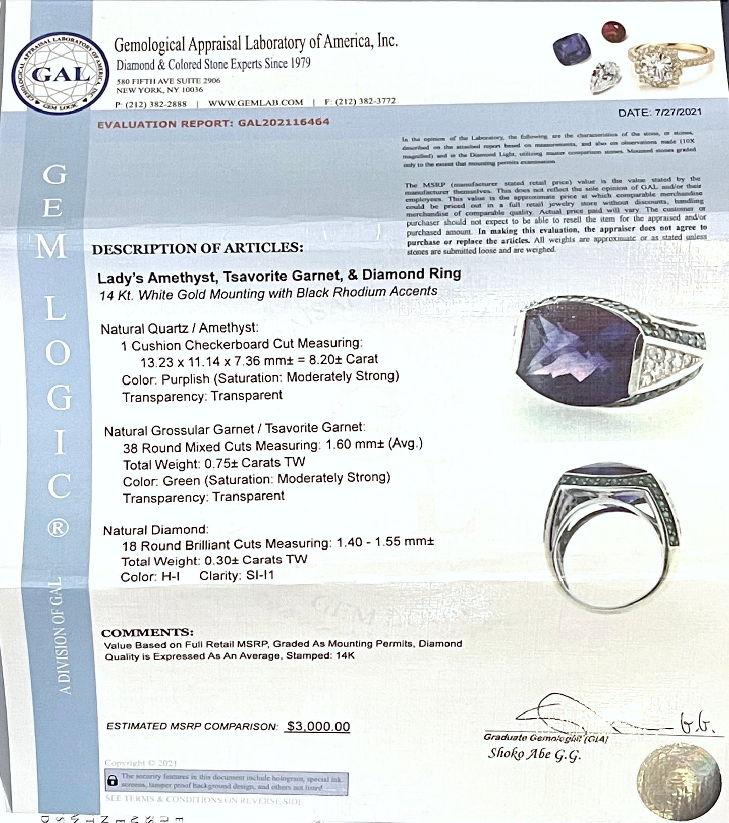SOLD Vintage 14K, Amethyst, Diamond & Tsavorite Garnet Ring