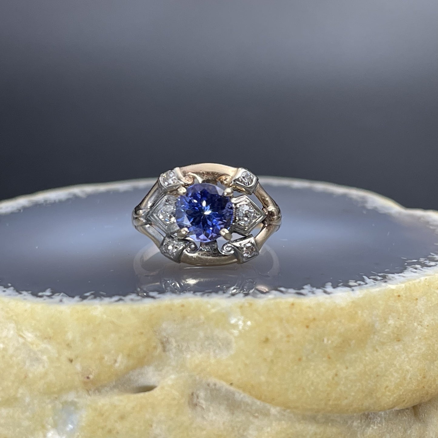 SOLD Vintage 14K, Diamond & Tanzanite Ring
