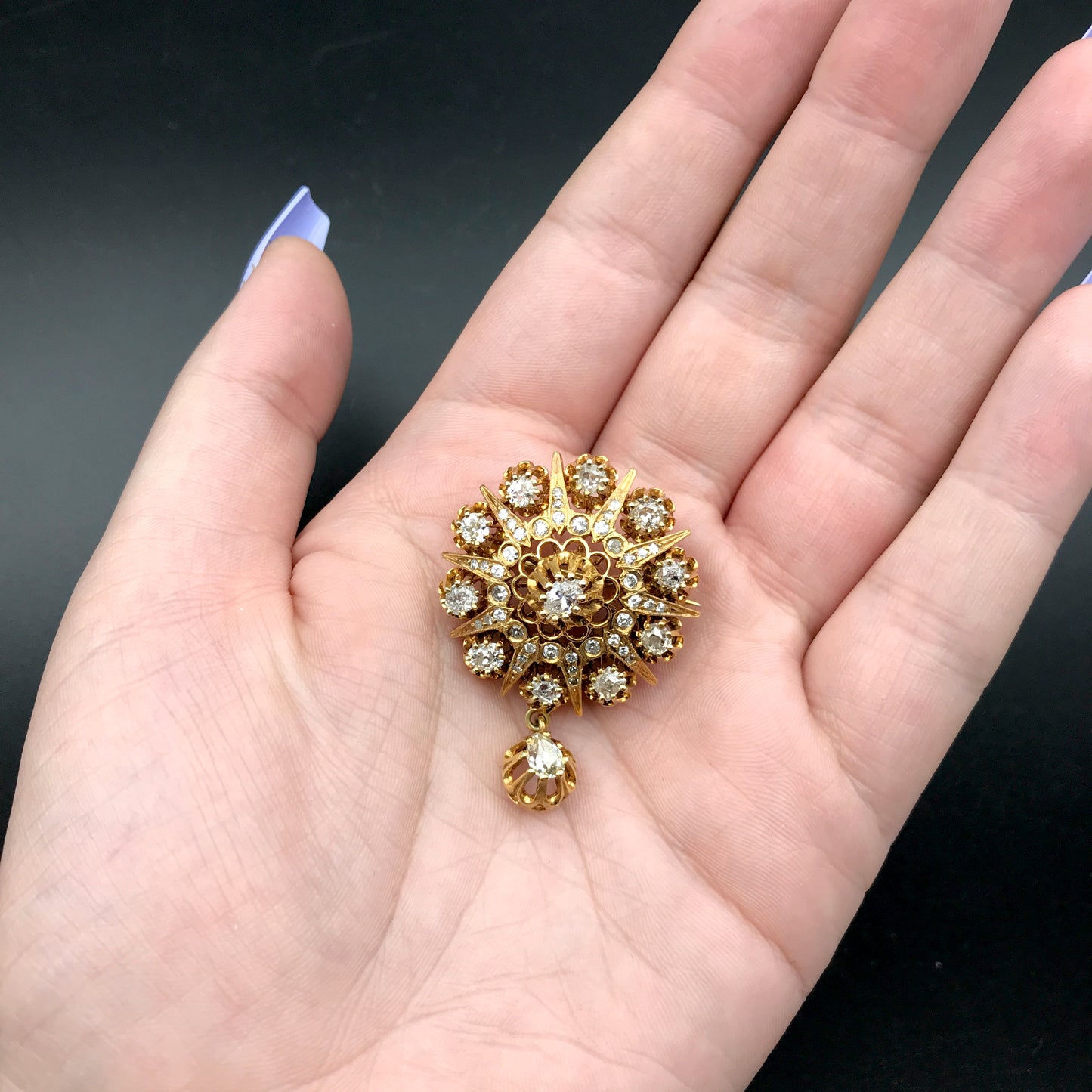 Antique 14K & Diamond Brooch
