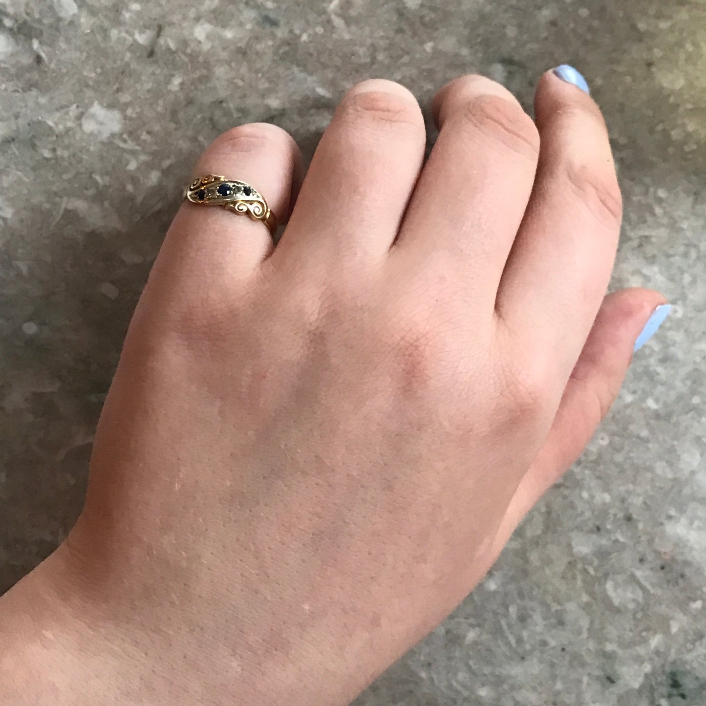 Antique Victorian 18K, Diamond & Sapphire Ring