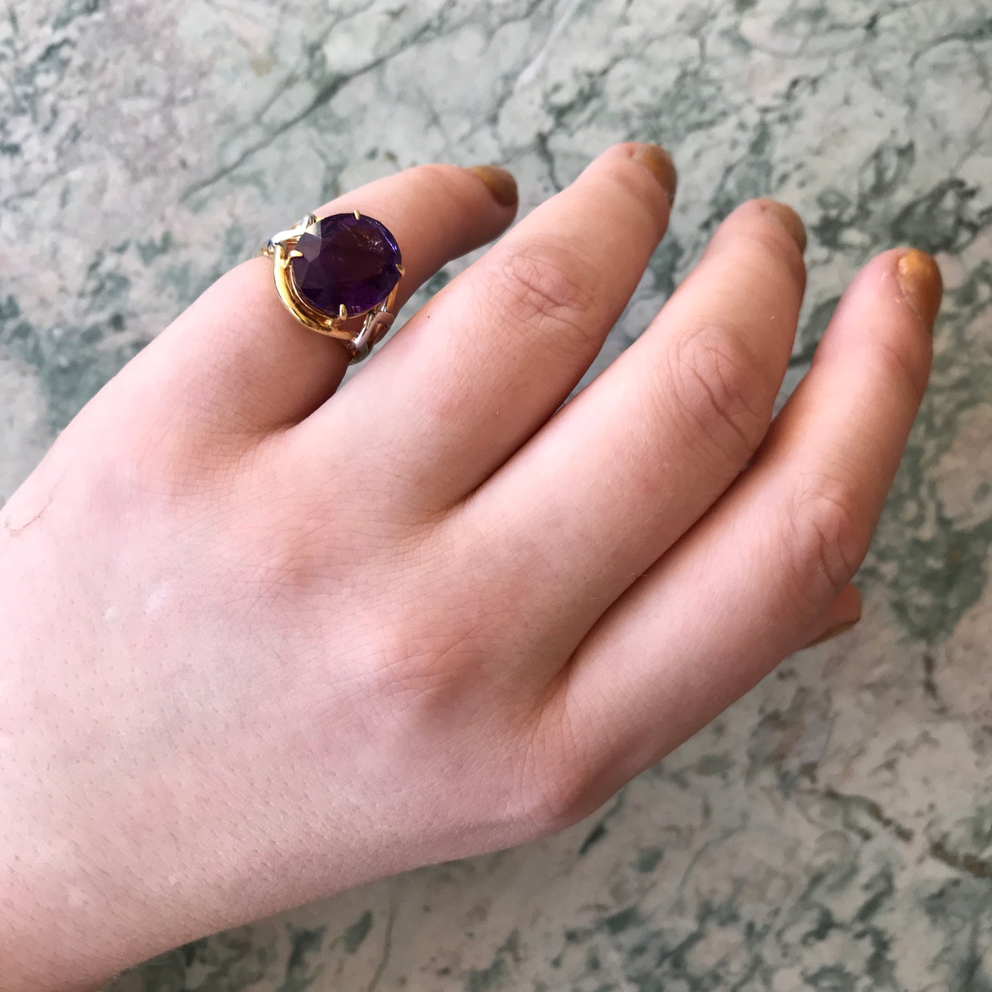 SOLD 18K Yellow & White Gold Amethyst Ring