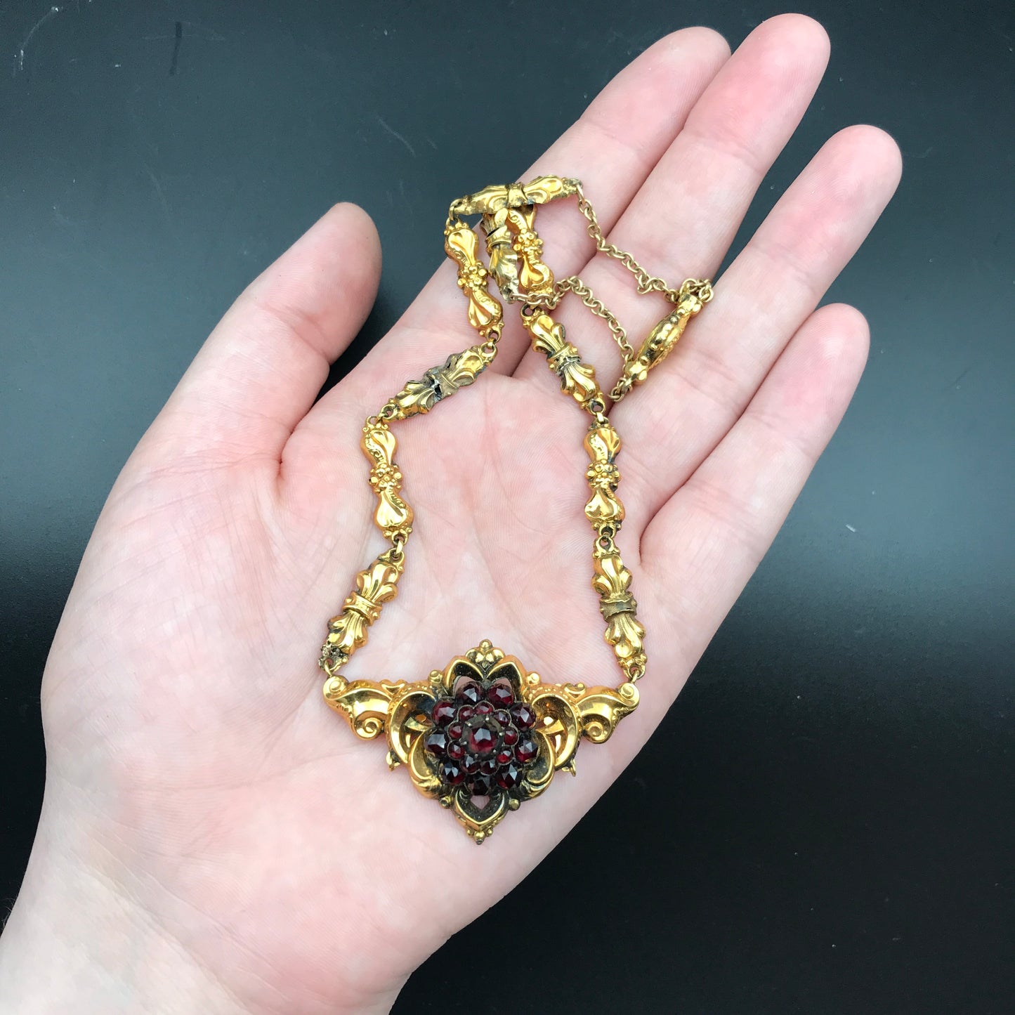 SOLD Antique Georgian Period 14K & Garnet Necklace