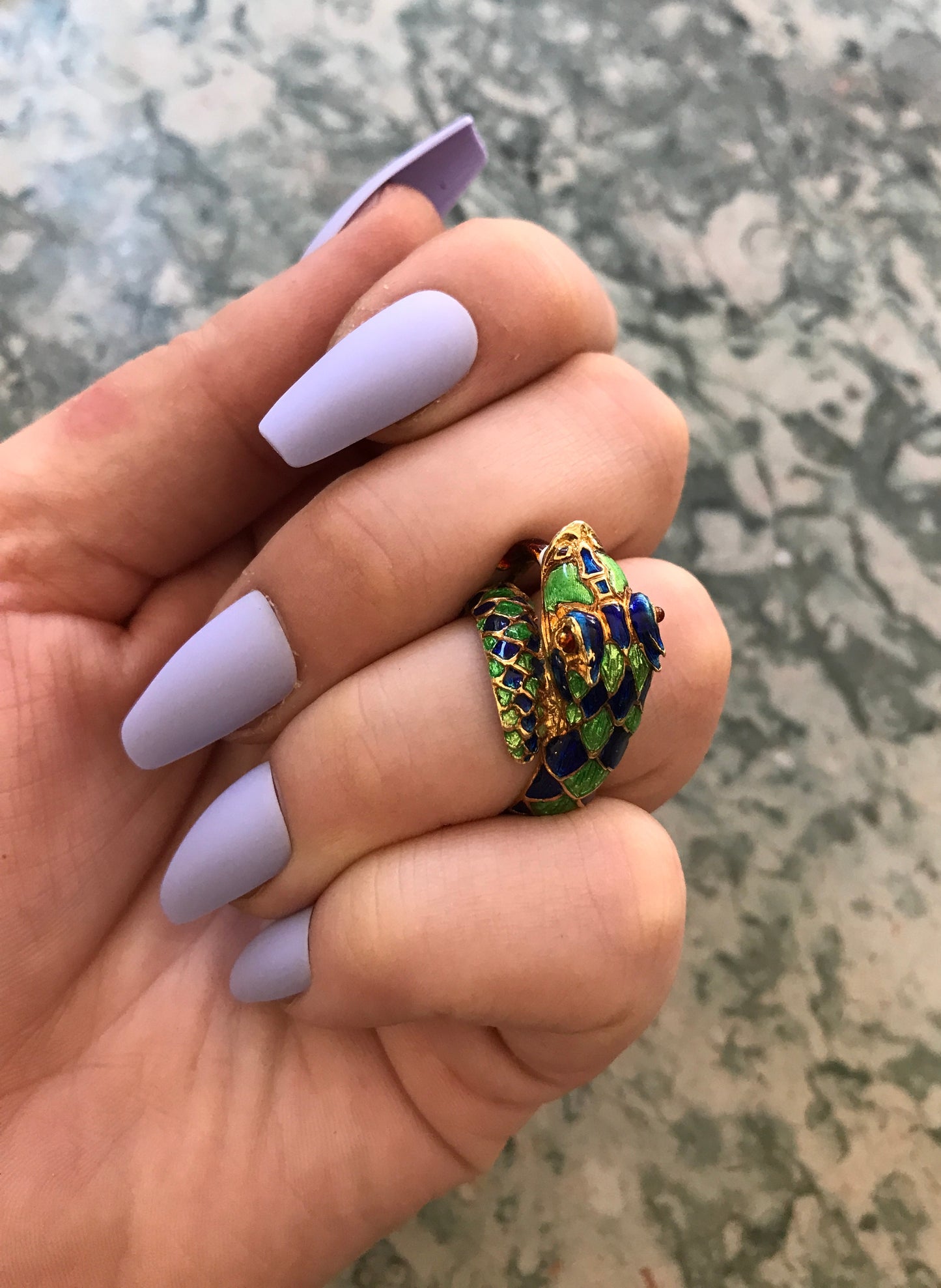 Vintage 18K & Enamel Snake Ring K