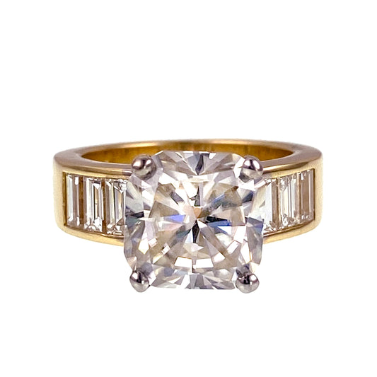 Sold--Impressive 18K Moissanite & Diamond Ring