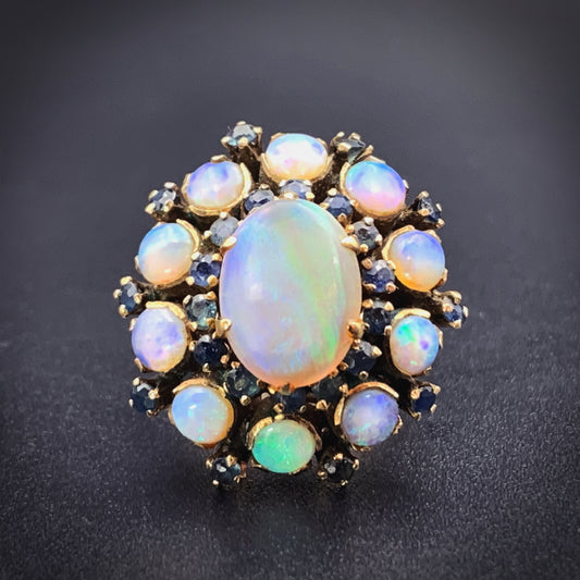 SOLD 18K, Opal & Sapphire Cocktail Ring