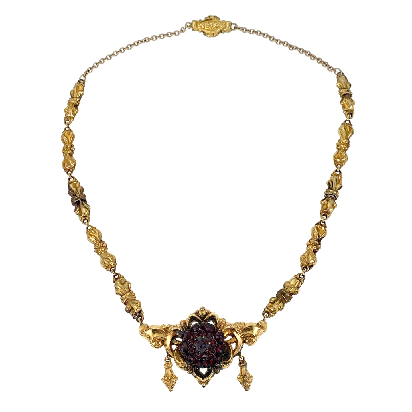 SOLD Antique Georgian Period 14K & Garnet Necklace