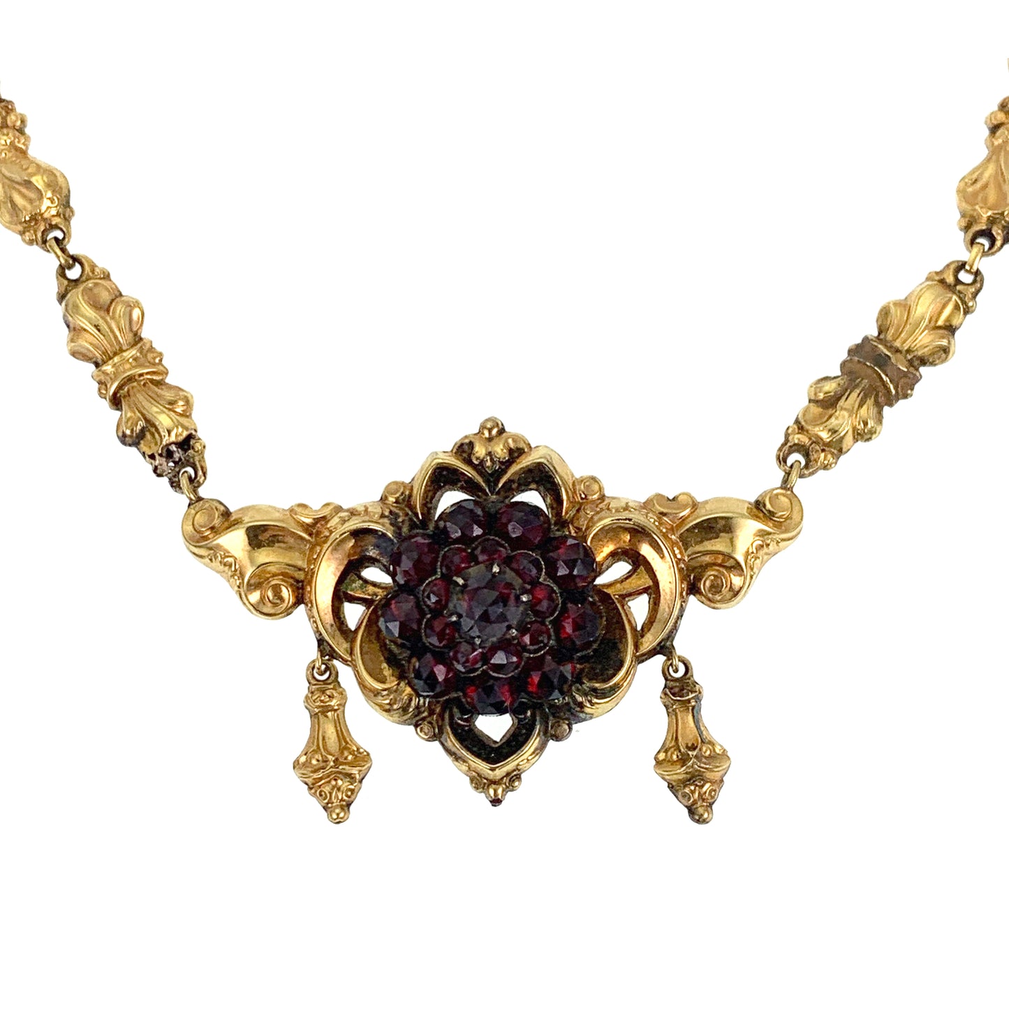 SOLD Antique Georgian Period 14K & Garnet Necklace