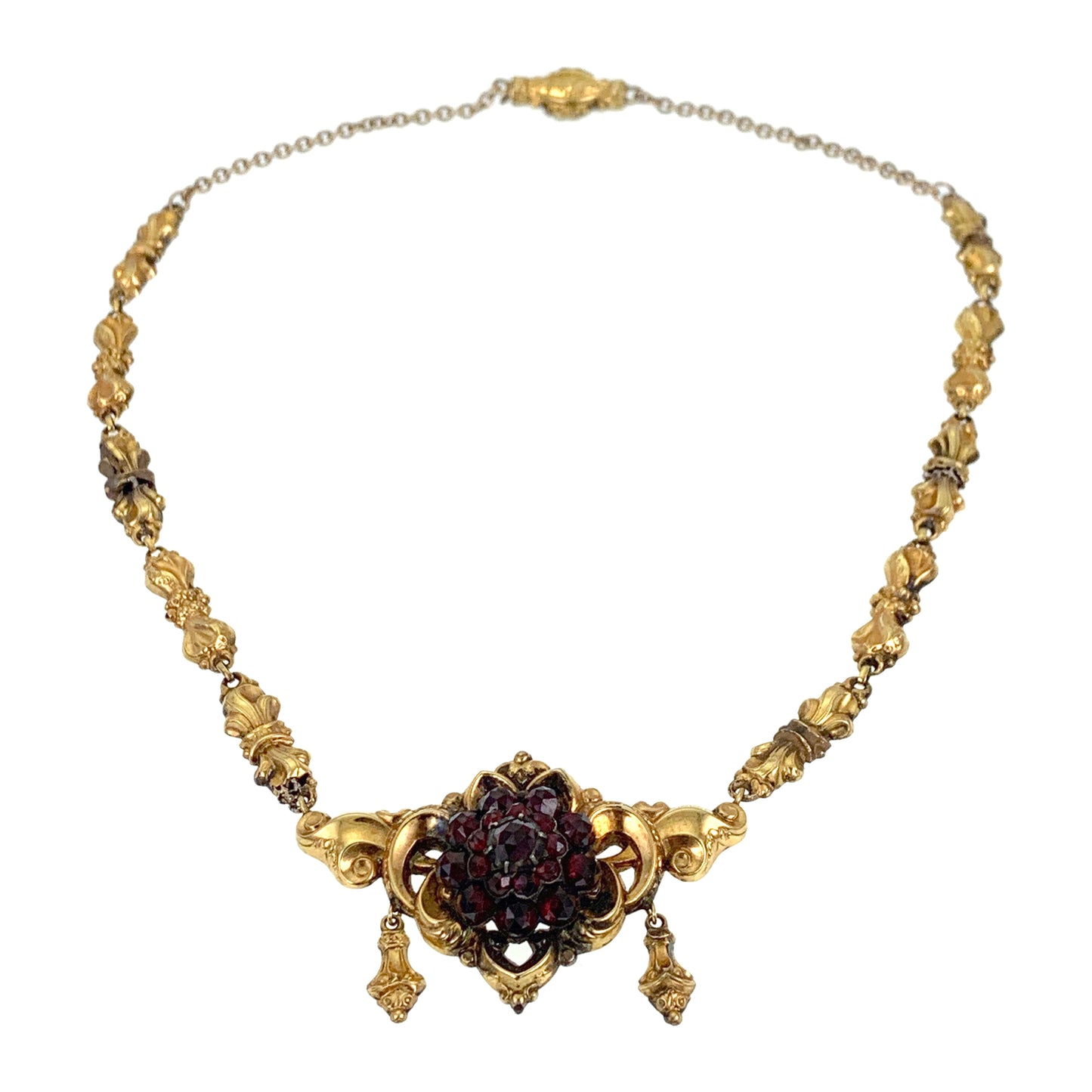 SOLD Antique Georgian Period 14K & Garnet Necklace
