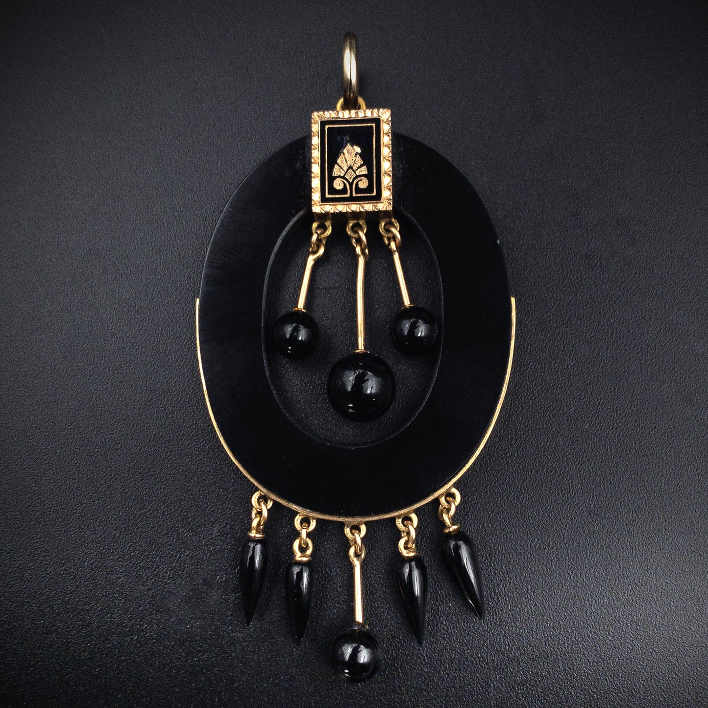 SOLD Antique Victorian 14K, Onyx & Enamel Mourning Pendant K