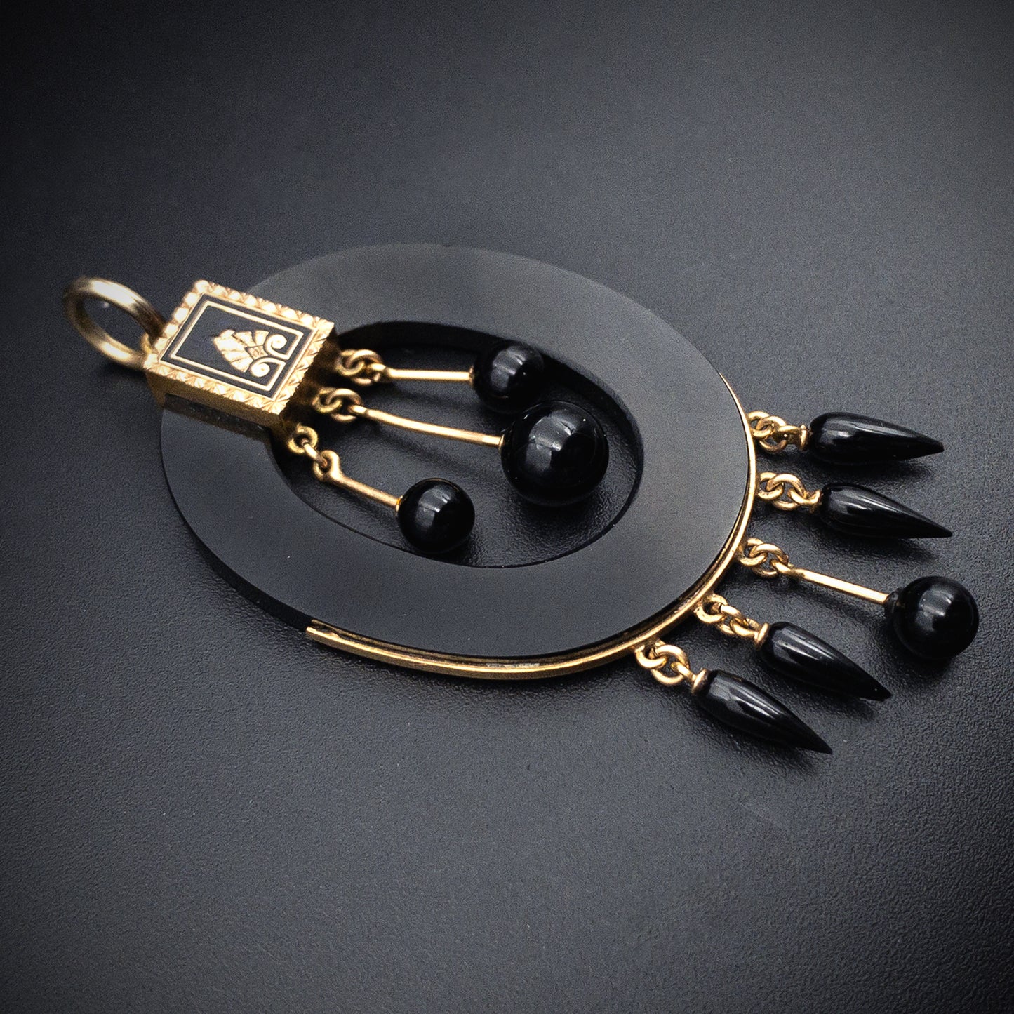 SOLD Antique Victorian 14K, Onyx & Enamel Mourning Pendant K