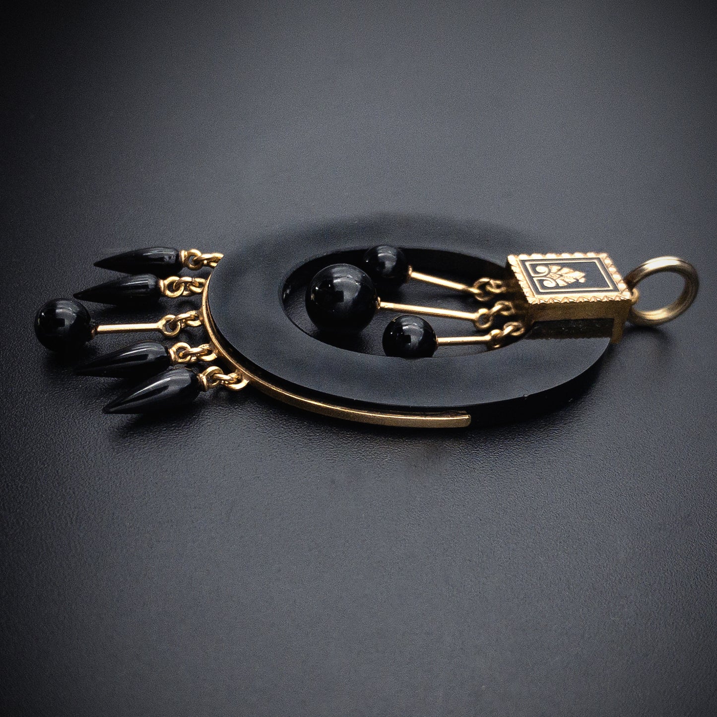 SOLD Antique Victorian 14K, Onyx & Enamel Mourning Pendant K