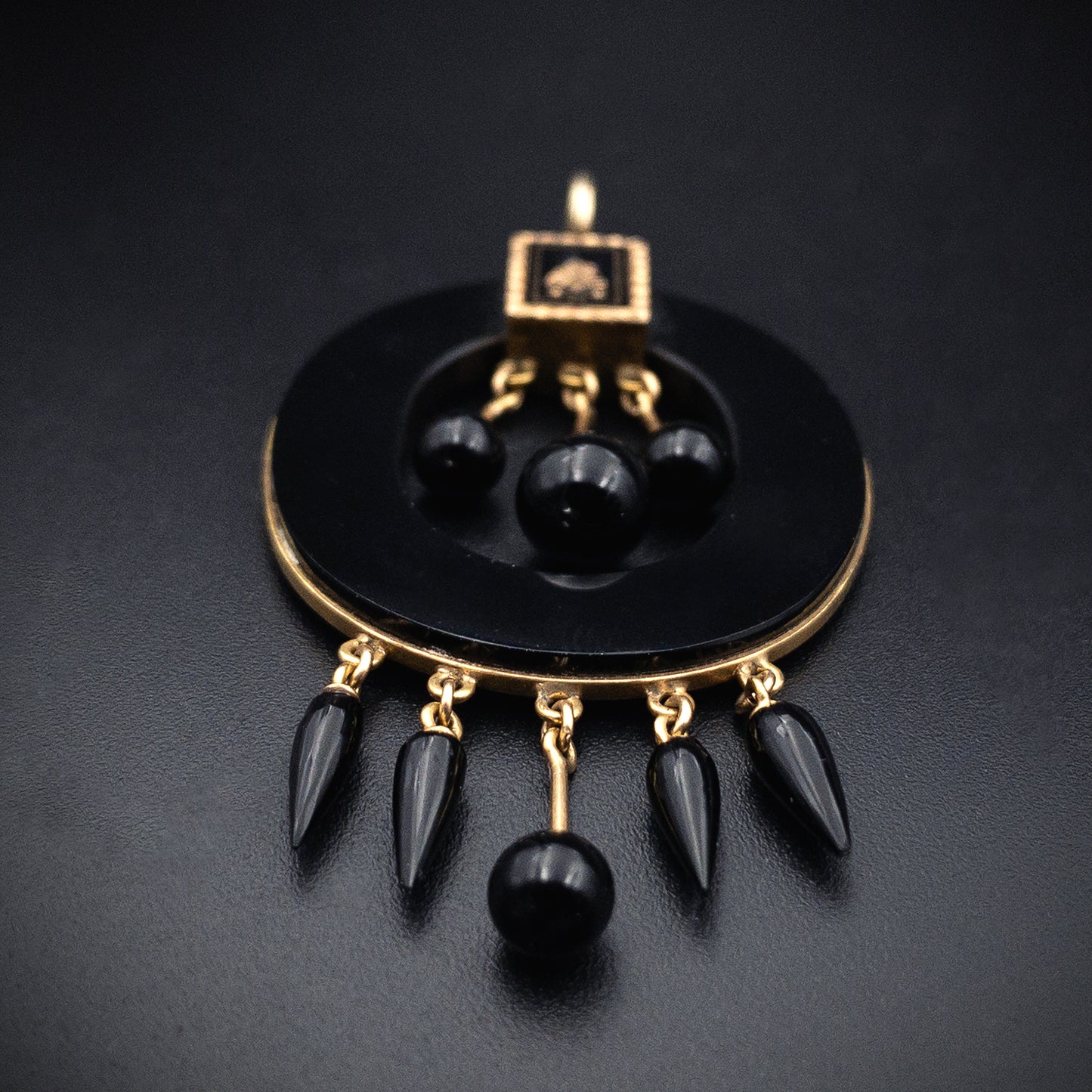 SOLD Antique Victorian 14K, Onyx & Enamel Mourning Pendant K
