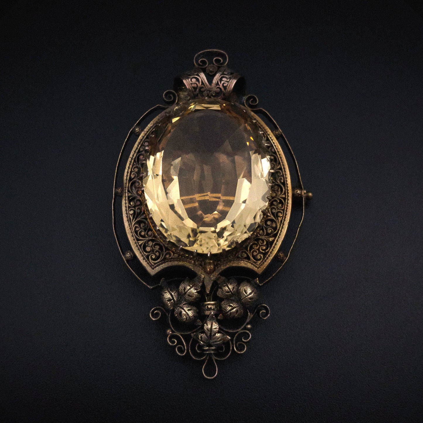 Antique Victorian 14K & Citrine Locket Back Brooch K