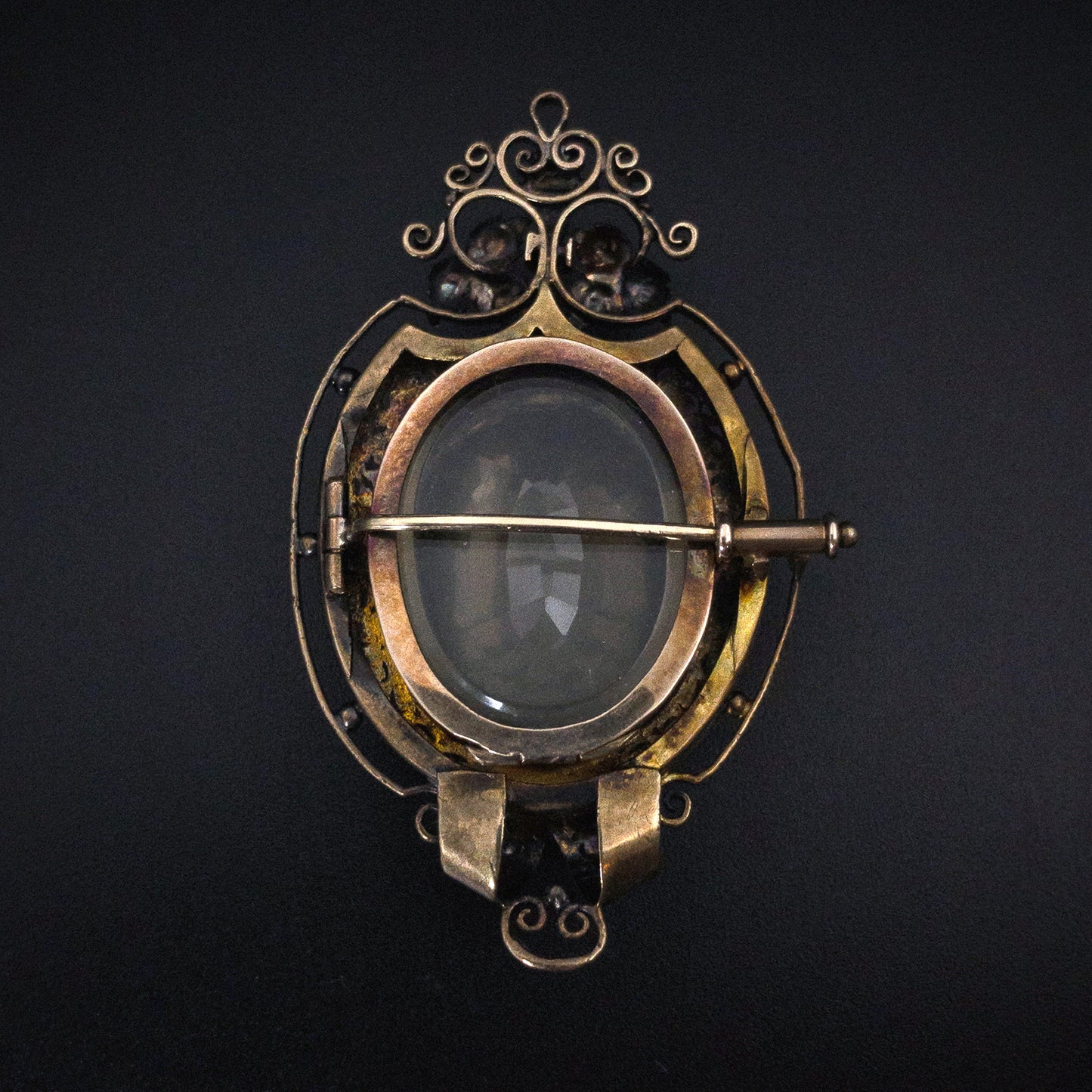 Antique Victorian 14K & Citrine Locket Back Brooch K