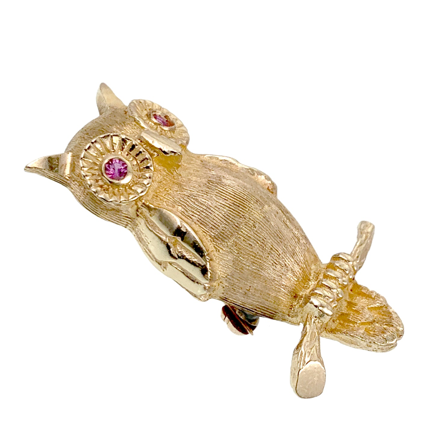 Vintage 14K & Ruby Owl Brooch K