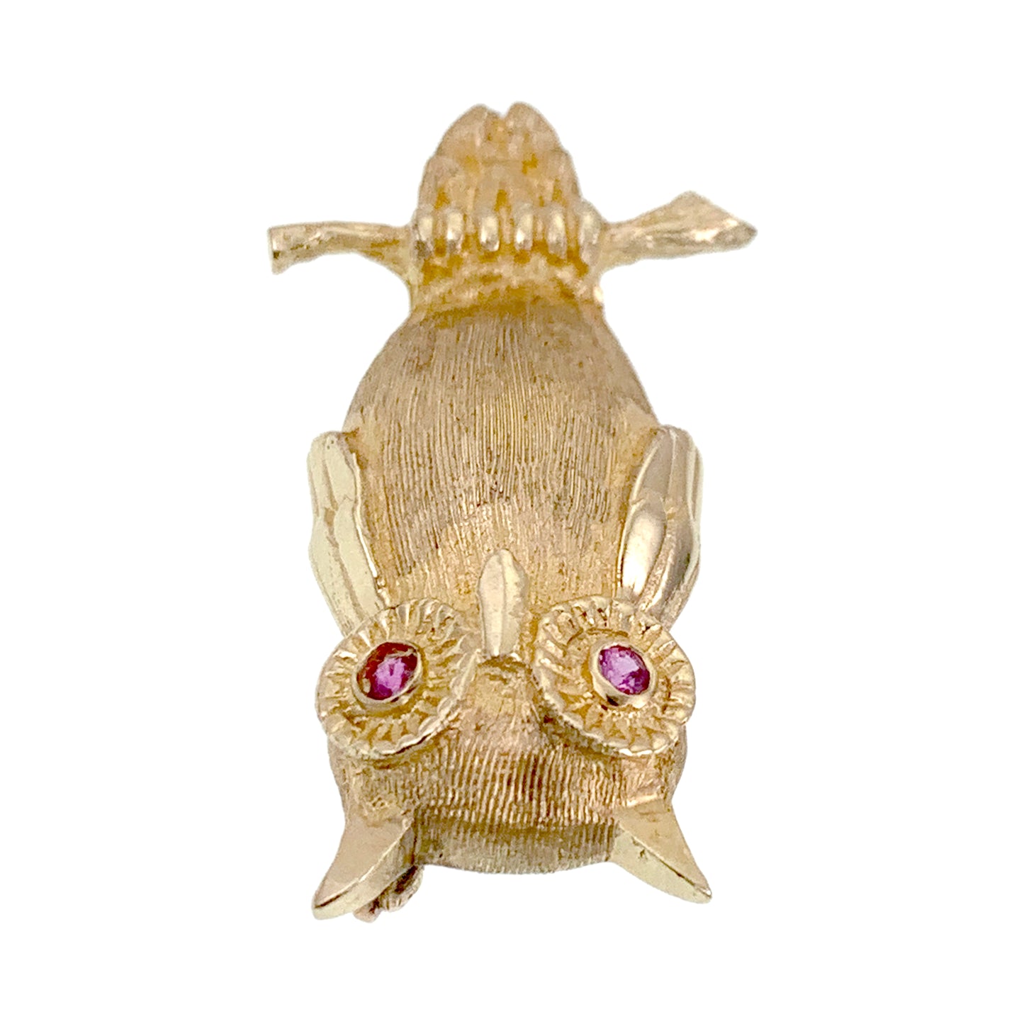 Vintage 14K & Ruby Owl Brooch K