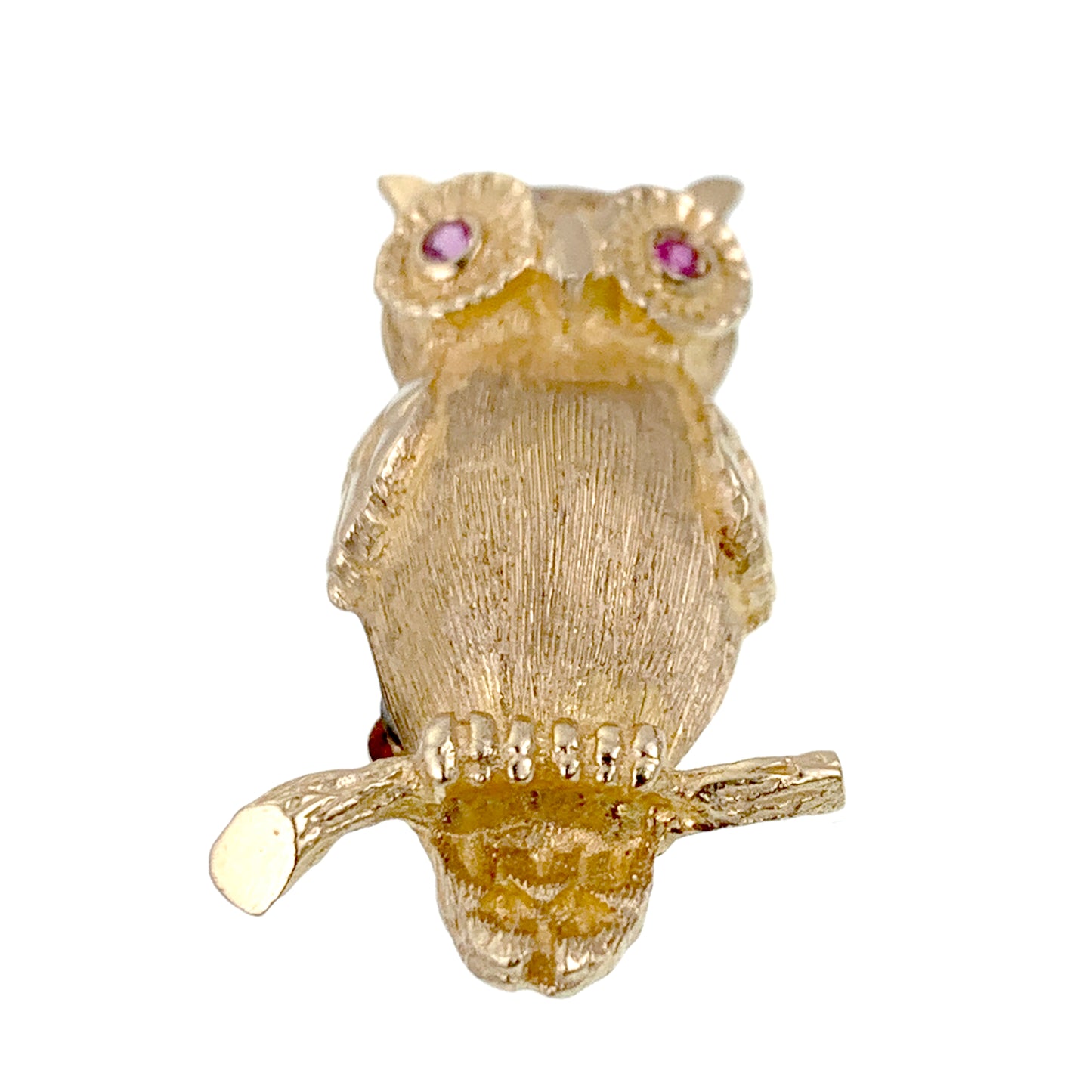 Vintage 14K & Ruby Owl Brooch K