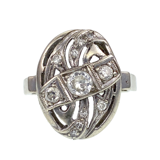 Vintage Late Art Deco 14K & Diamond Ring