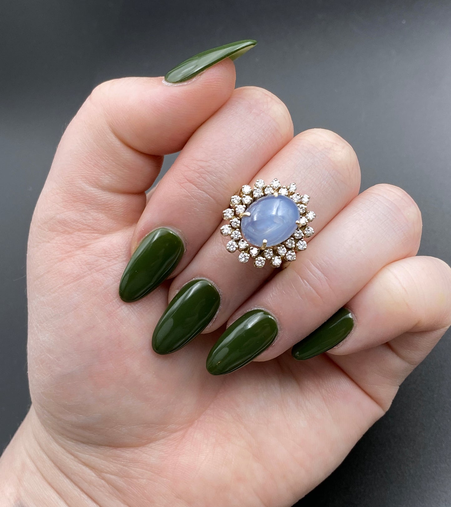 SOLD 14K, Diamond & Star Sapphire Ring