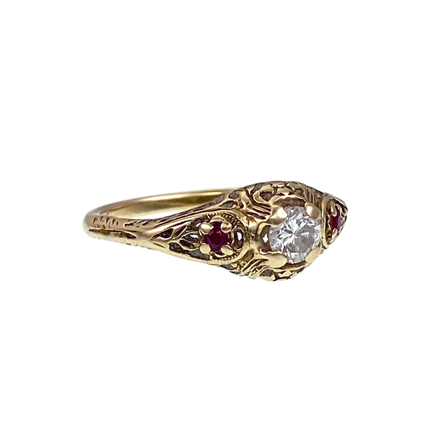 SOLD Antique 14K, Diamond & Ruby Ring