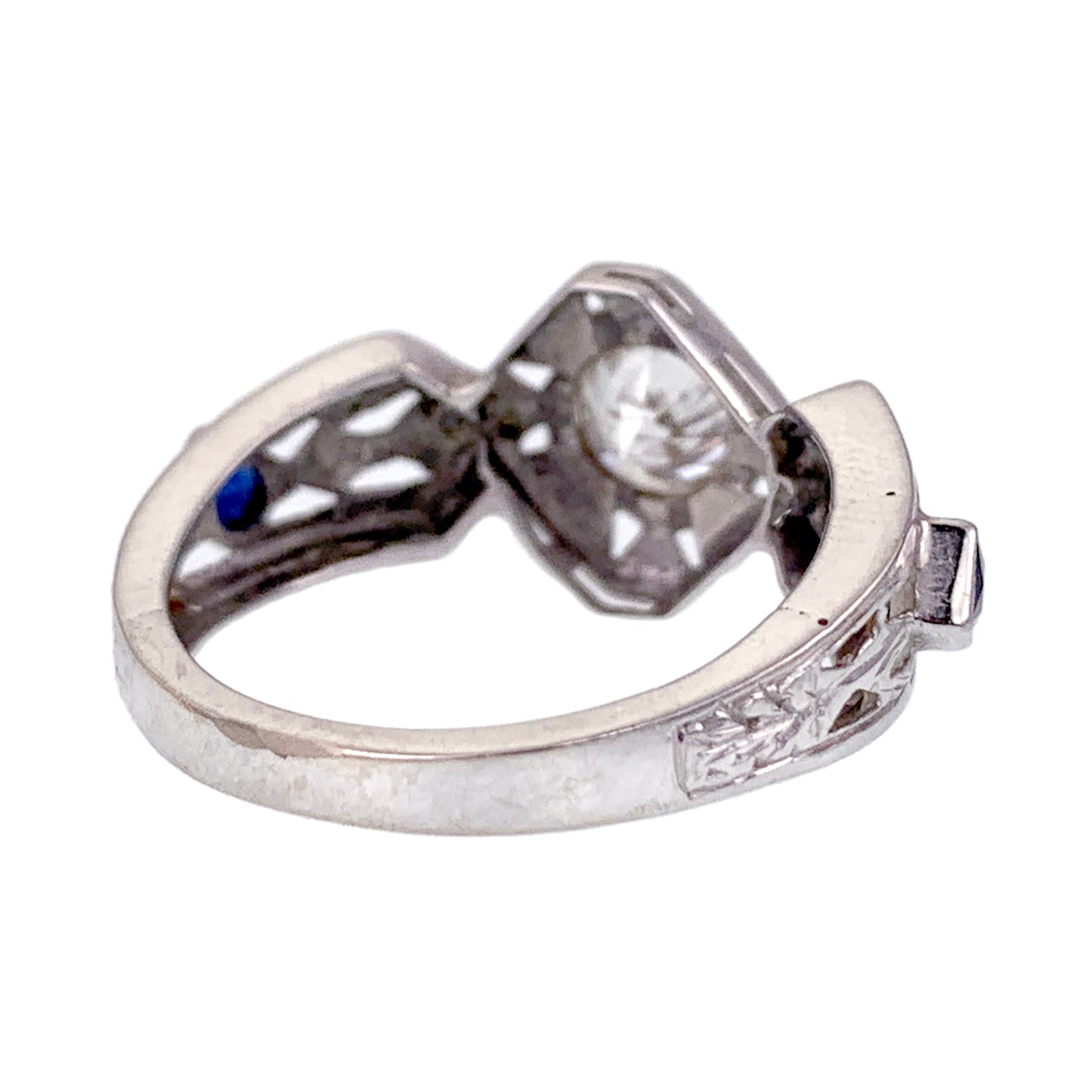 SOLD Art Deco 14K, Diamond & Sapphire Ring