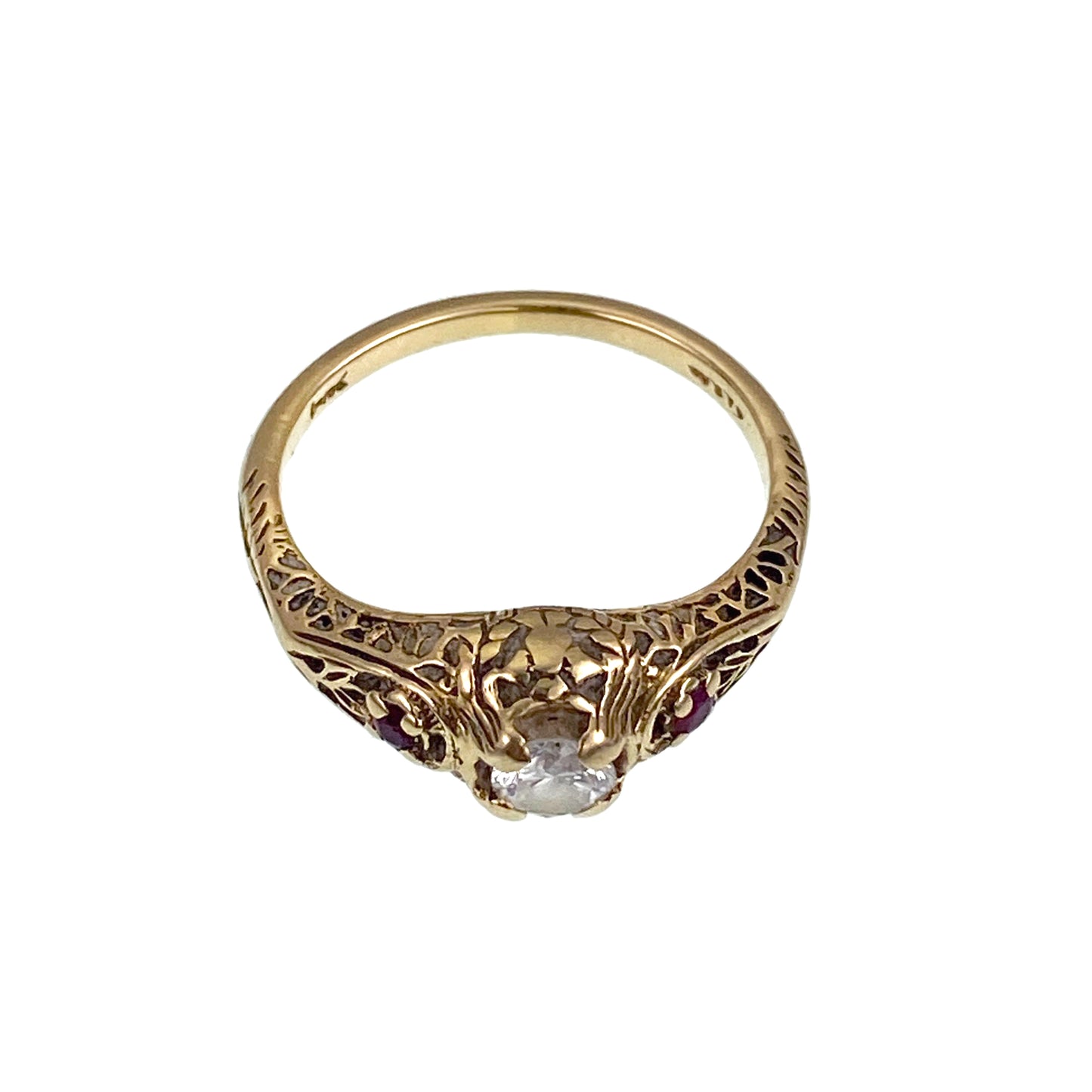 SOLD Antique 14K, Diamond & Ruby Ring