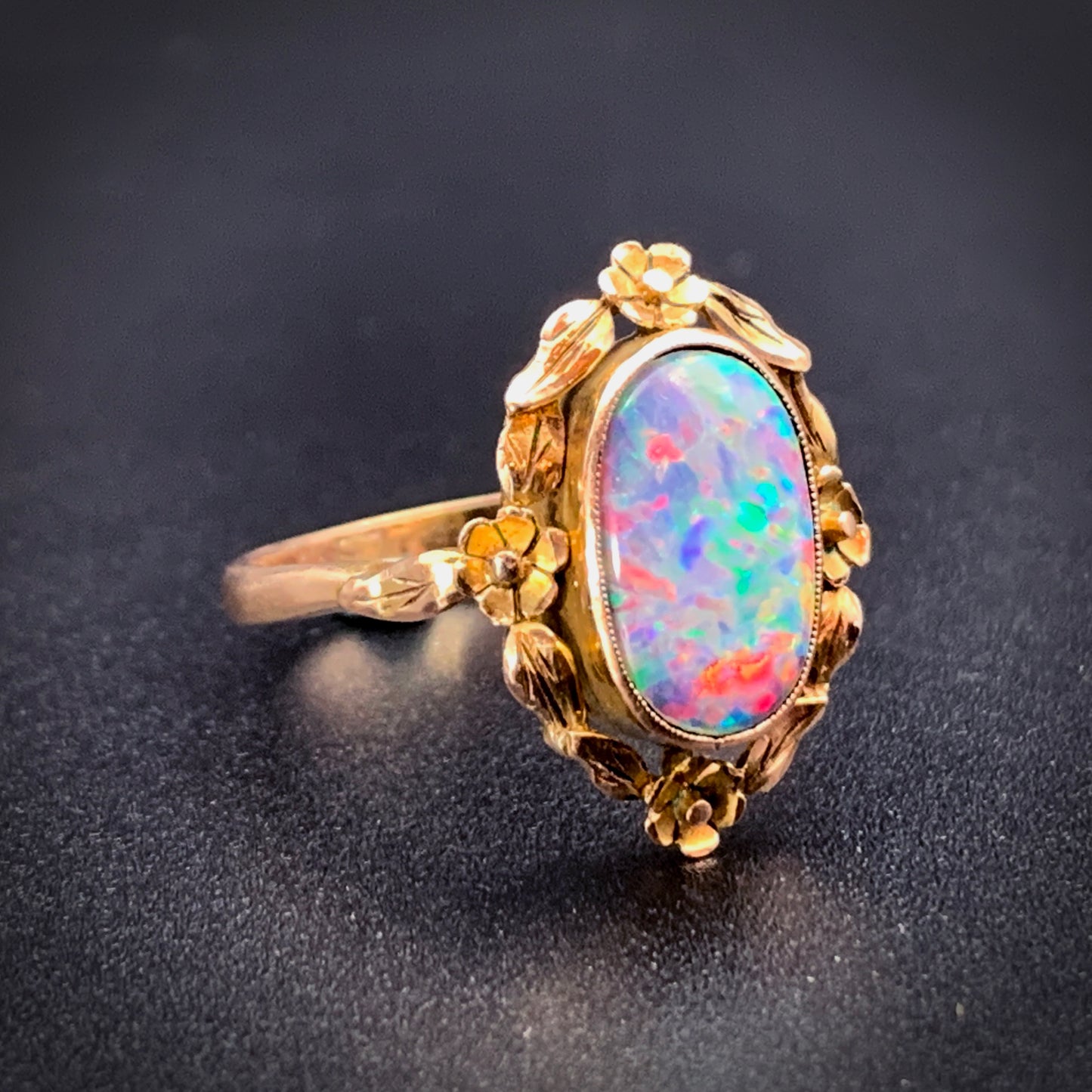 SOLD Vintage 10K & Opal Doublet Ring