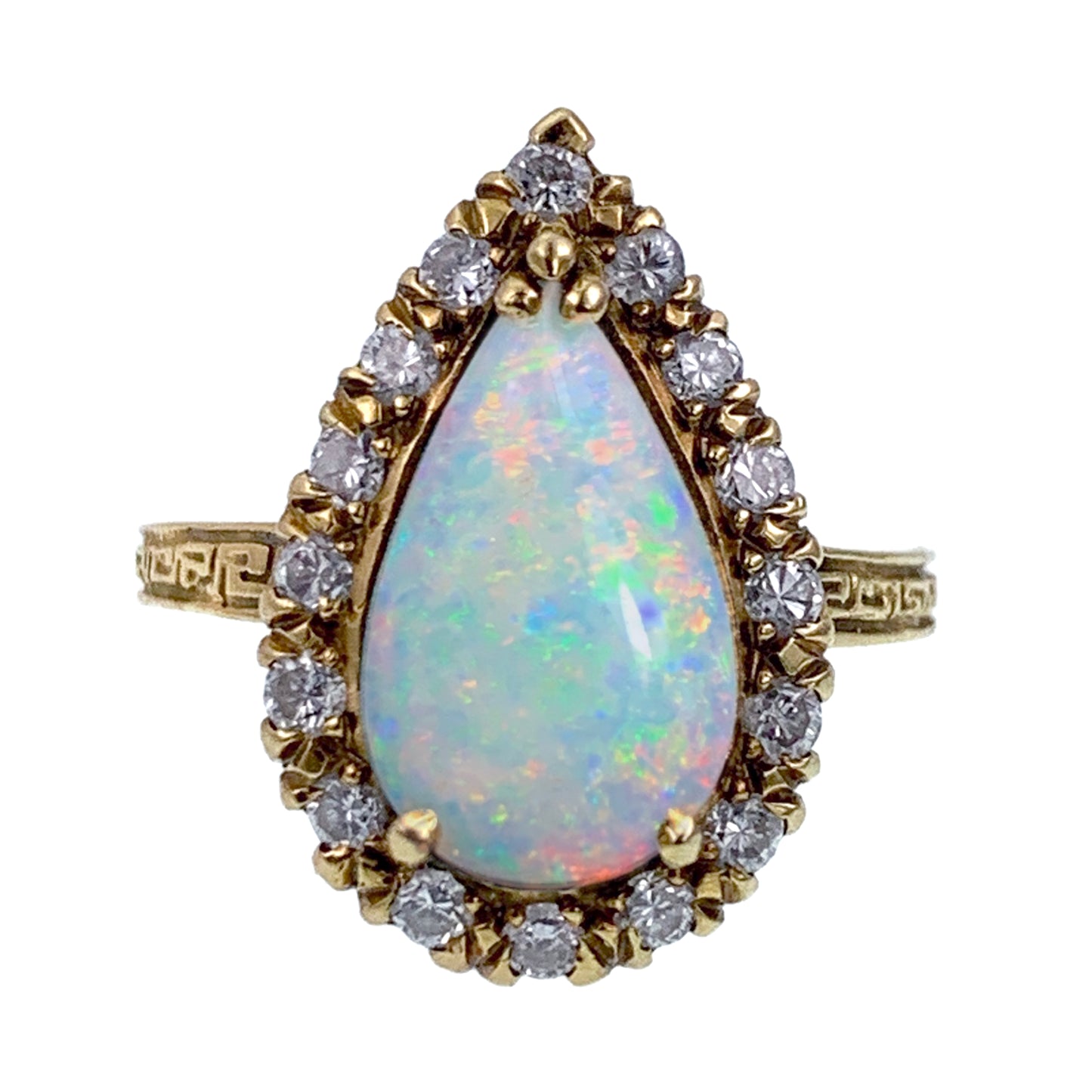 SOLD Estate 18K, Opal & Diamond Ring