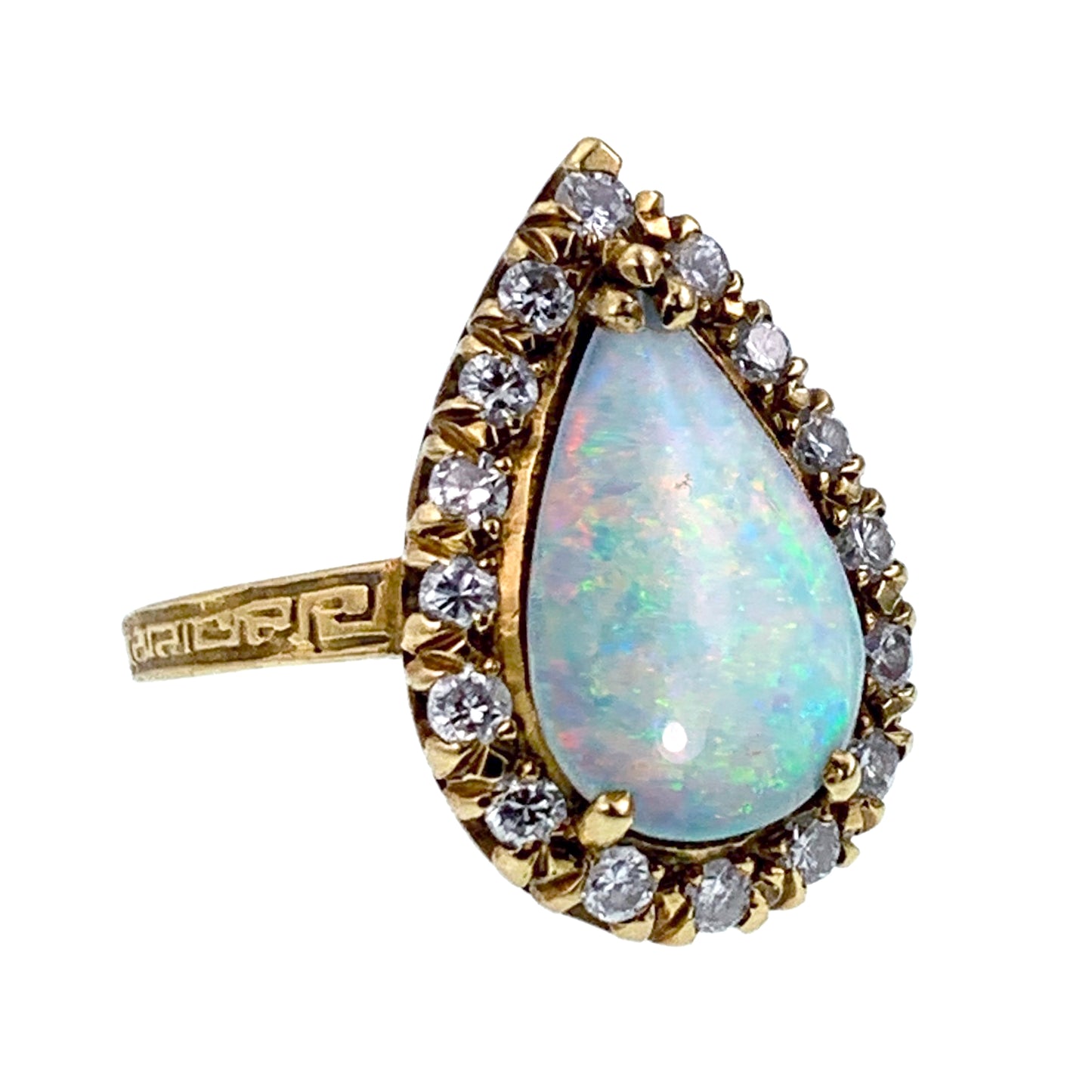 SOLD Estate 18K, Opal & Diamond Ring