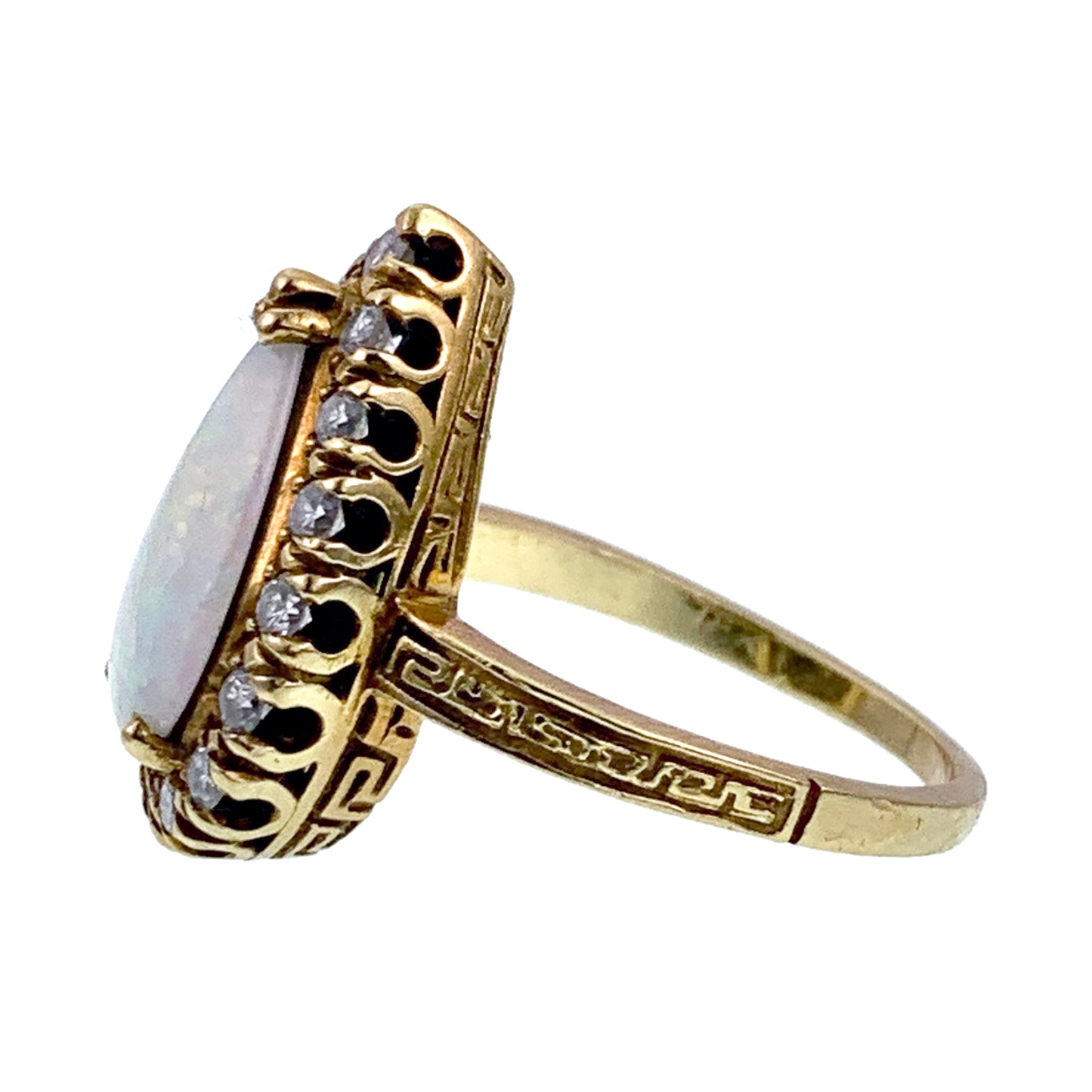 SOLD Estate 18K, Opal & Diamond Ring