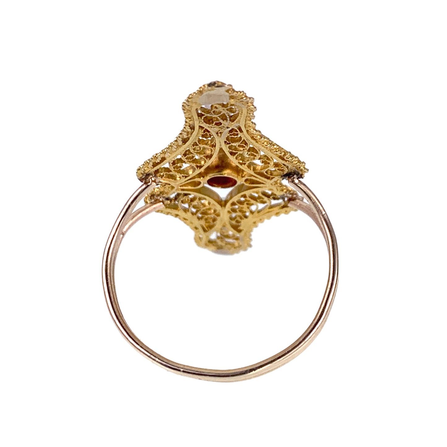 Antique 14K, 10K, Pink Sapphire & Seed Pearl Conversion Ring