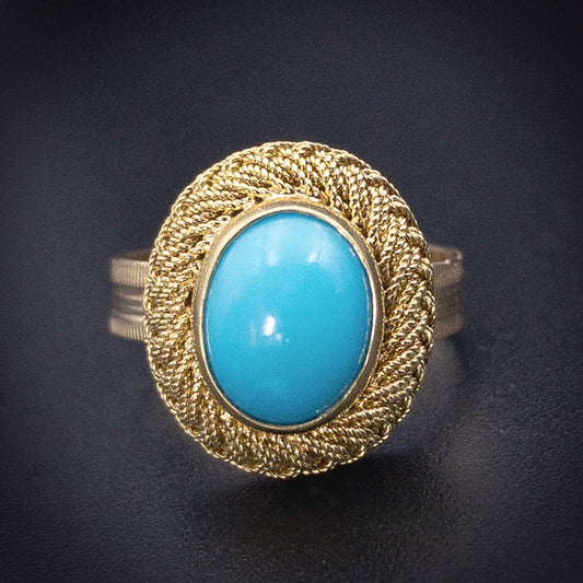 Vintage Italian 18K, 14K & Turquoise Conversion Ring
