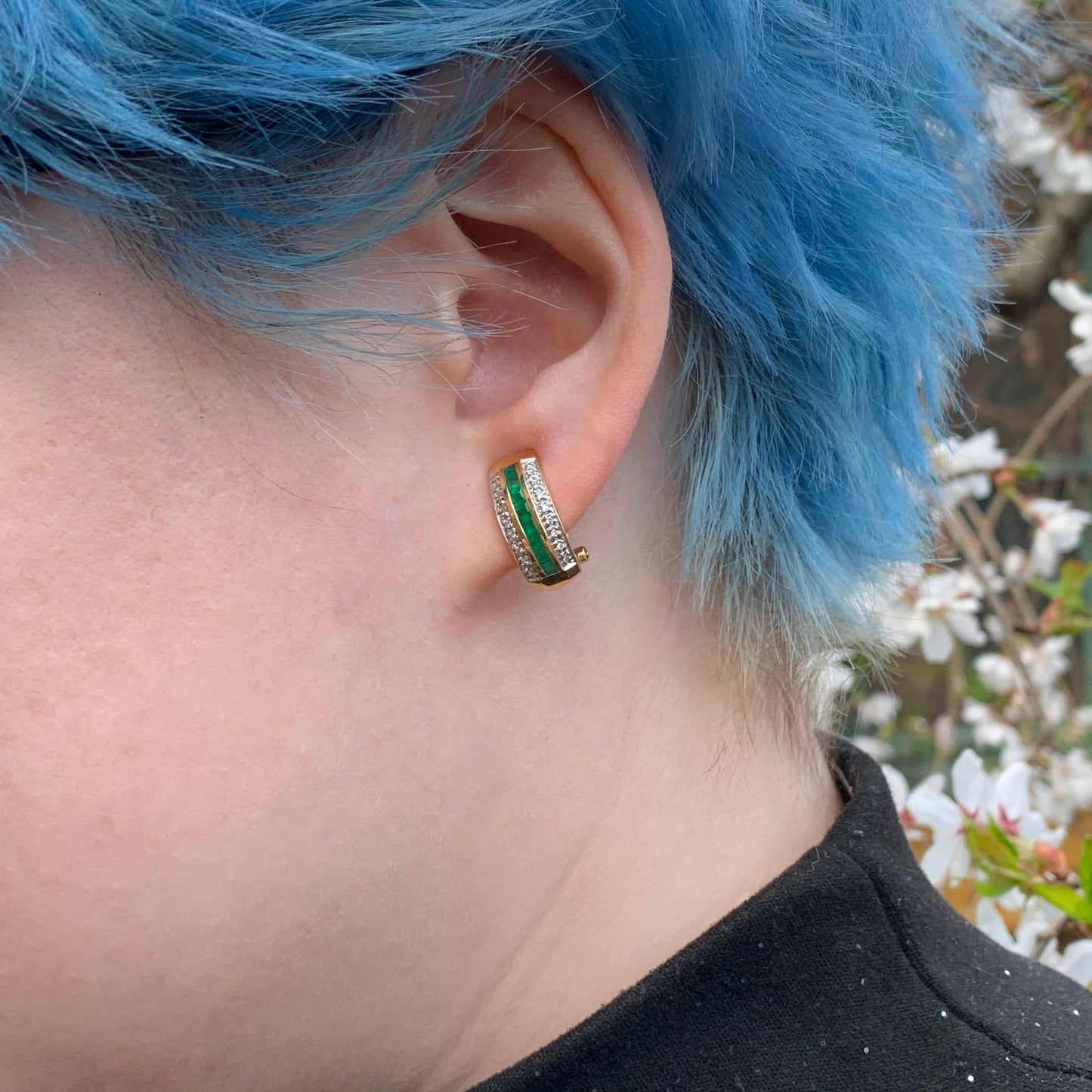 SOLD Classic 14K Emerald & Diamond Earrings