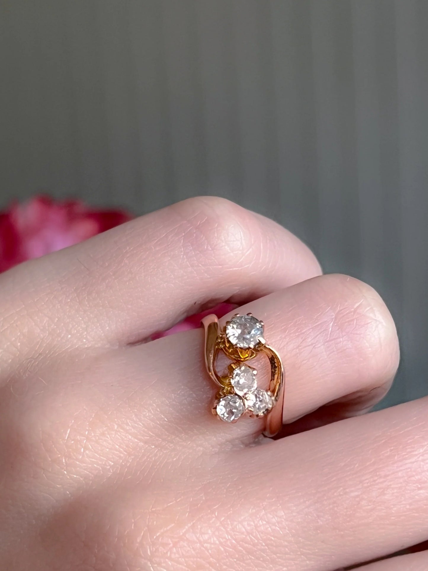 Sold Antique 18K Rose Gold & Diamond Ring