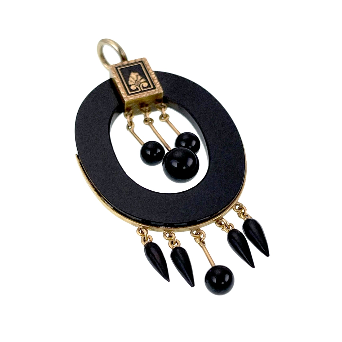 SOLD Antique Victorian 14K, Onyx & Enamel Mourning Pendant K