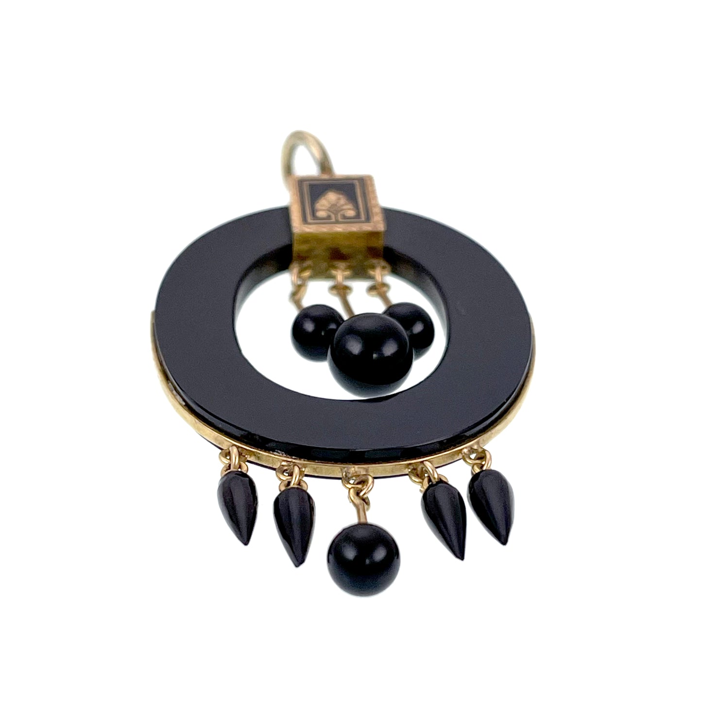SOLD Antique Victorian 14K, Onyx & Enamel Mourning Pendant K
