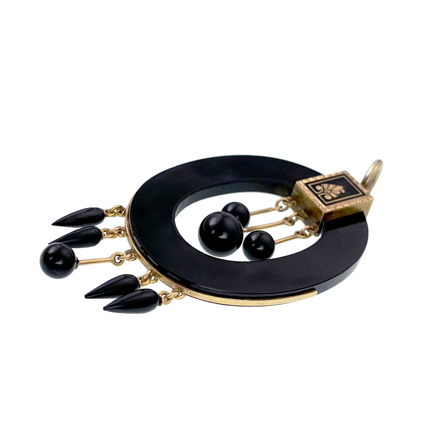 SOLD Antique Victorian 14K, Onyx & Enamel Mourning Pendant K
