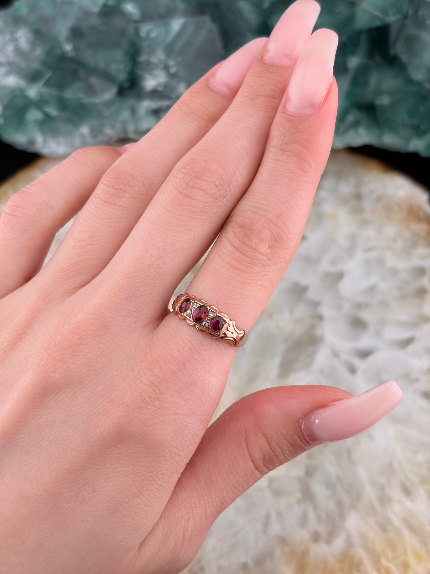 Antique Late Edwardian 9K, Tourmaline & Spinel Ring