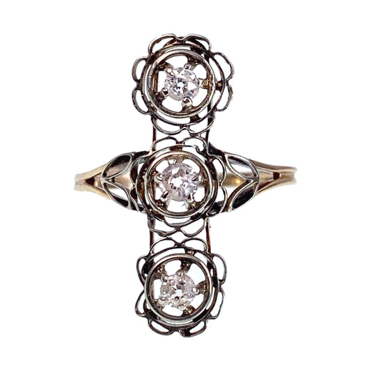 SOLD Antique Belle Epoque 14K, Platinum & Diamond Ring