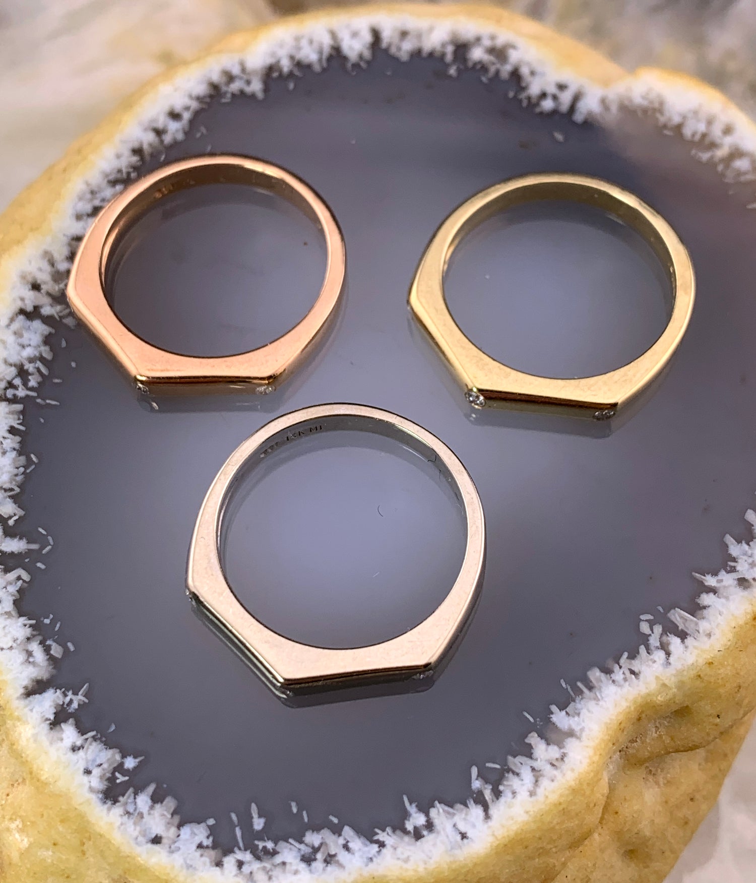 Tri Gold Stack Rings SOLD Estate 14K Tri-Gold & Diamond Stacker Rings – The Lovelie Jewels