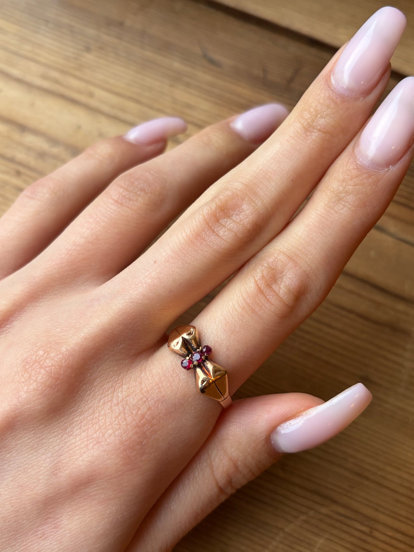 Estate 18K & Ruby Bow Ring