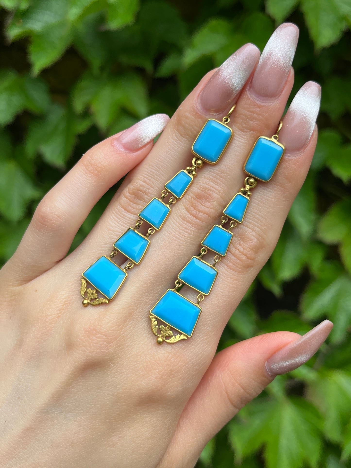 Antique French Pomponne & Opaline Glass Day To Night Earrings
