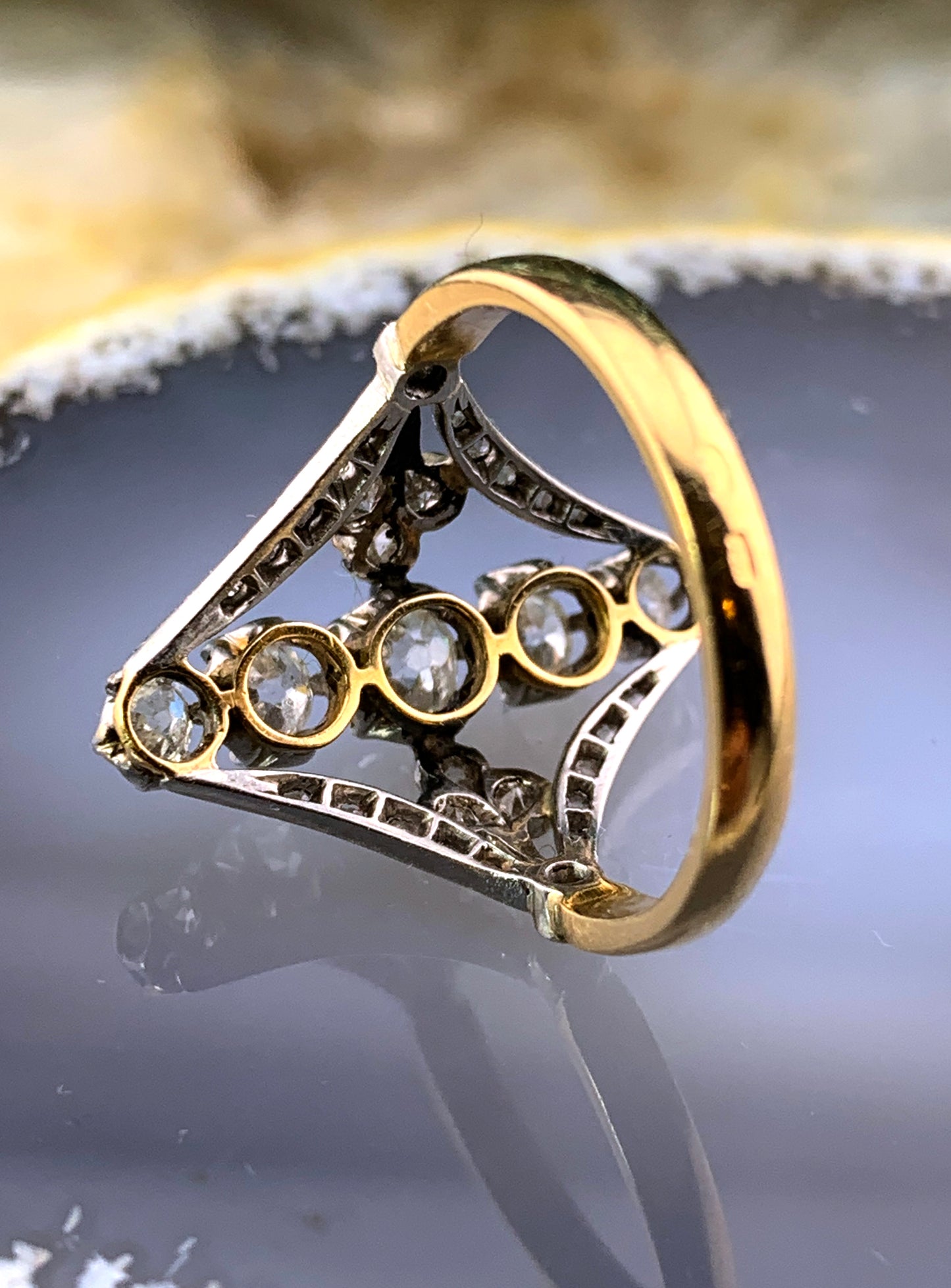 SOLD Antique Belle Epoque 18K, Platinum & Diamond Ring