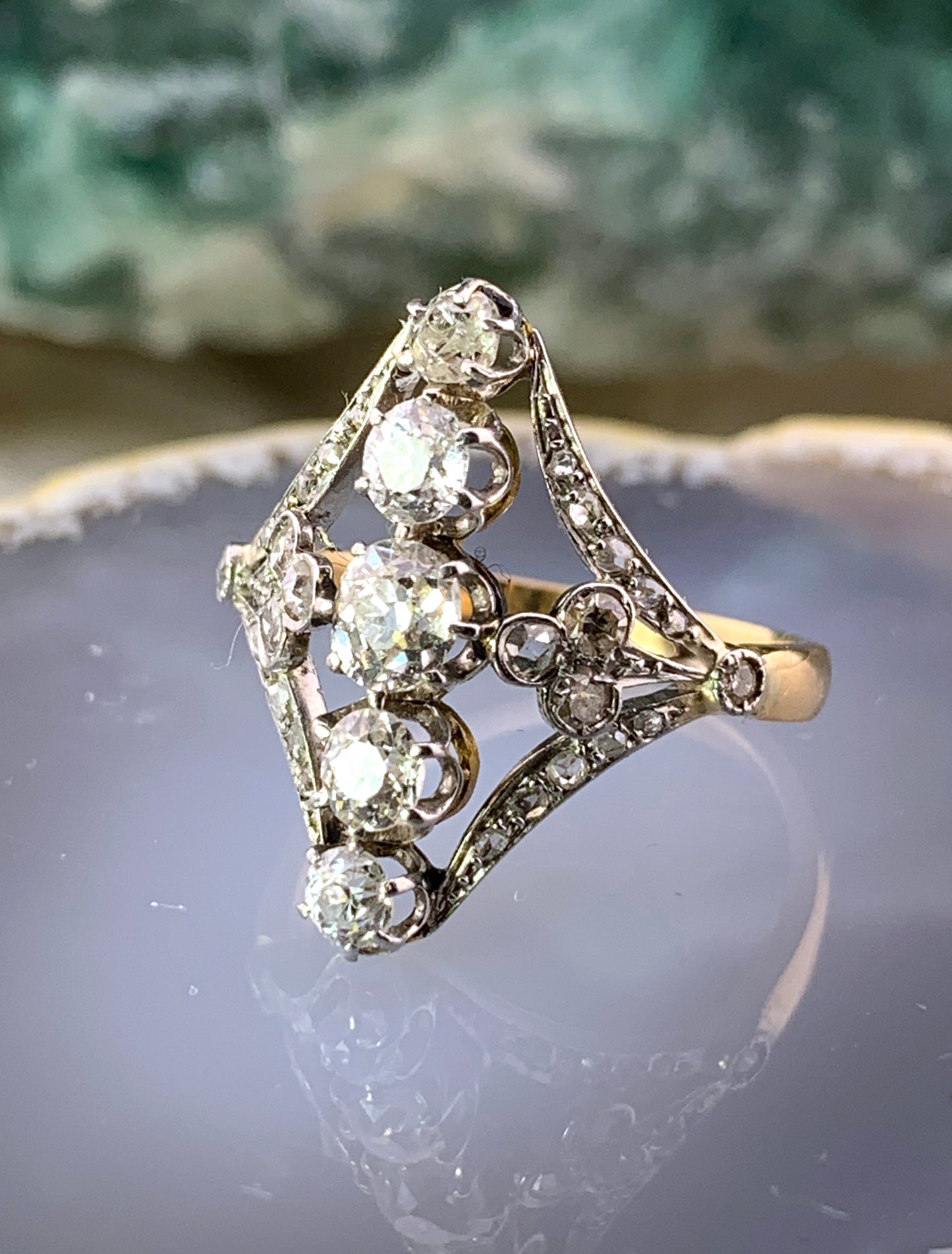 SOLD Antique Belle Epoque 18K, Platinum & Diamond Ring