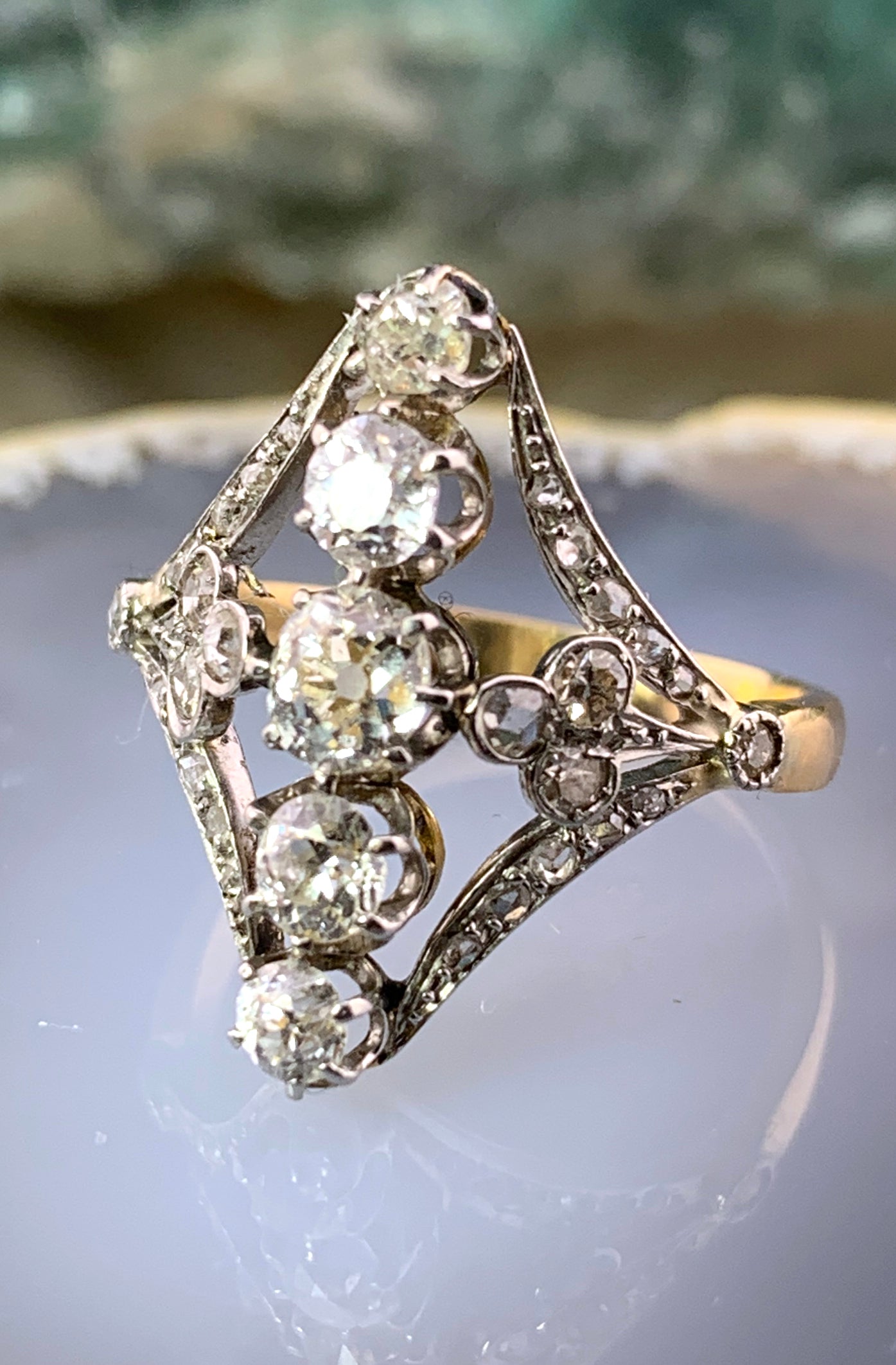 SOLD Antique Belle Epoque 18K, Platinum & Diamond Ring